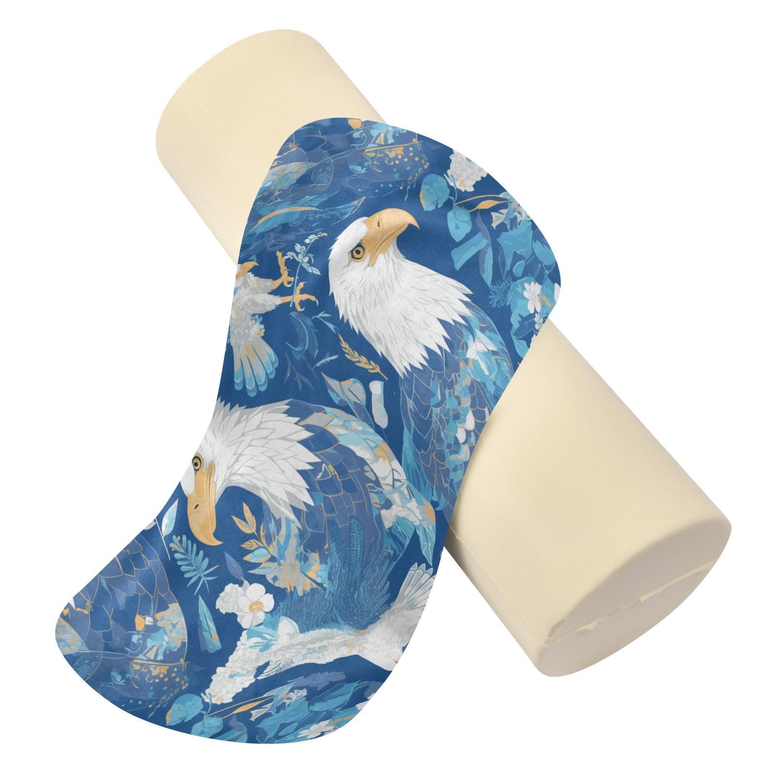 miaozhen Cartoon Bald Bird Electric Blue Lumbar Round Pillow Round Pillows for Neck almohada para cervicales y Cuello 5.5''x17''