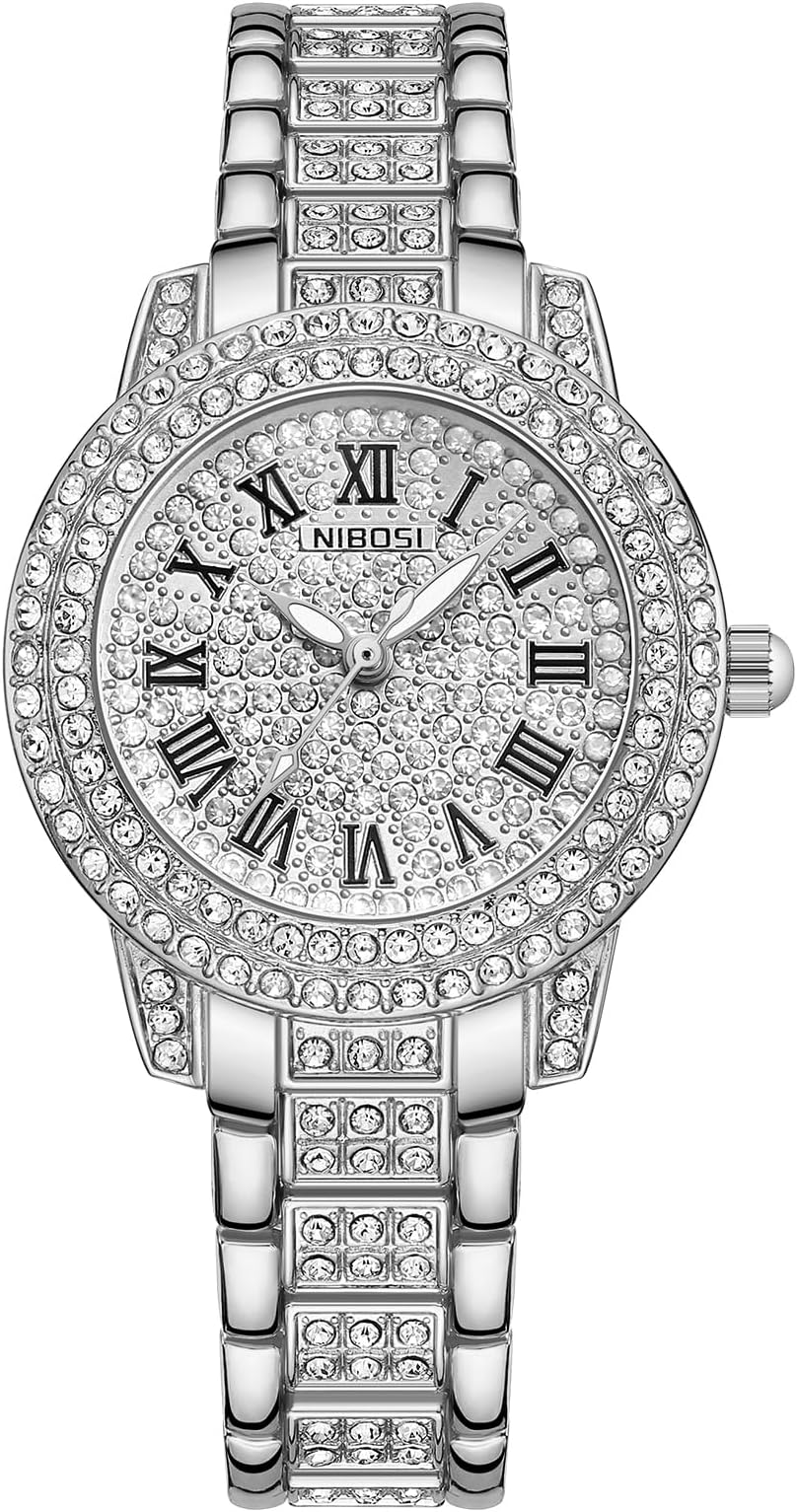 NIBOSI Women Wrist Watches Analog Rose Gold Dial Women's Watch for Girls&Miss&Ladies Diamond Studded with Stylish Girlfriend Watches