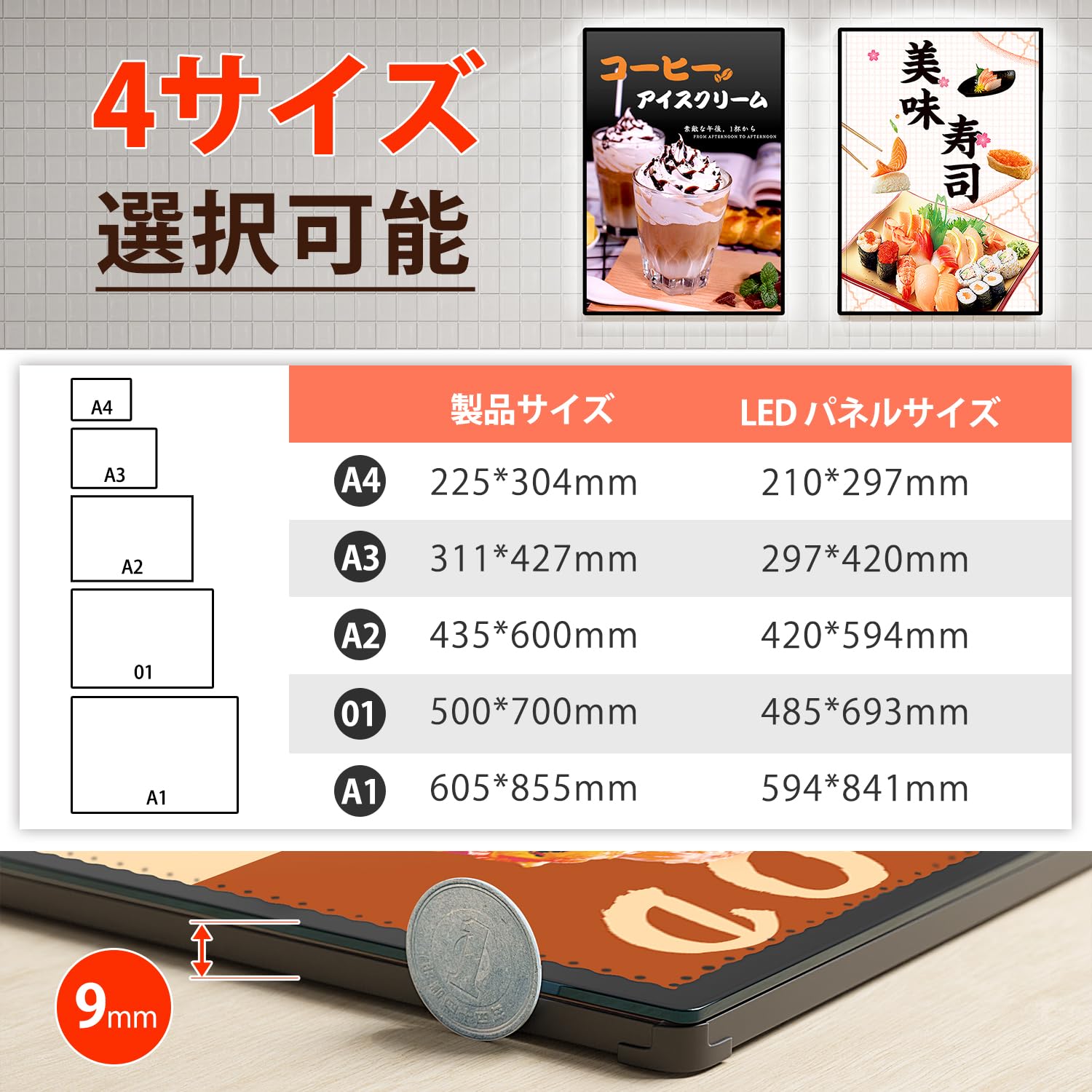 Amazon | ICHIYO ledポスターパネル 01サイズ 店舗用看板 高輝度