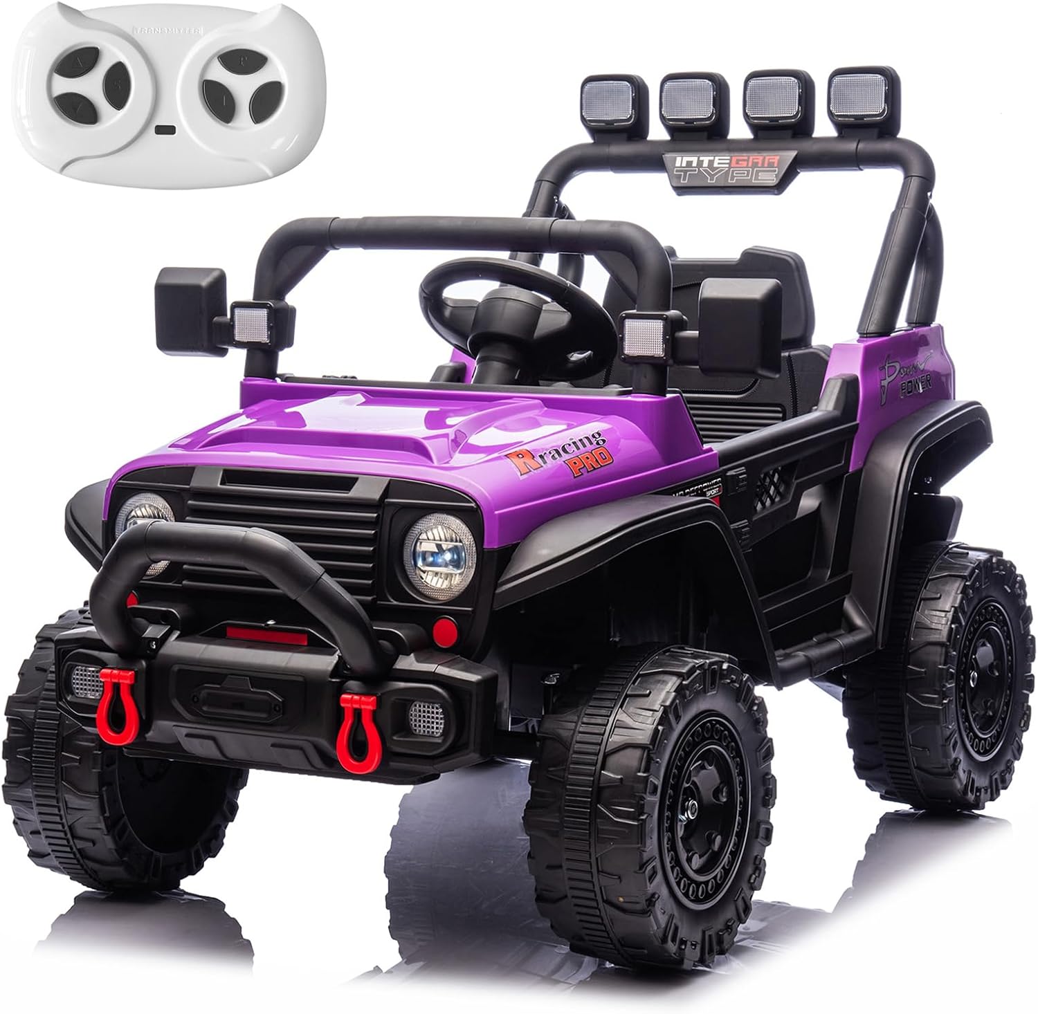 RunFast 12v Kids Ride on Car with Parent Remote Control,Electric Ride on Toys for Kids 3-5,3.7mph Max Speed,Battery Powered,Large Seat with Safety Belt,Aux Port,Gift for Boy&Girl(Purple, 12V)