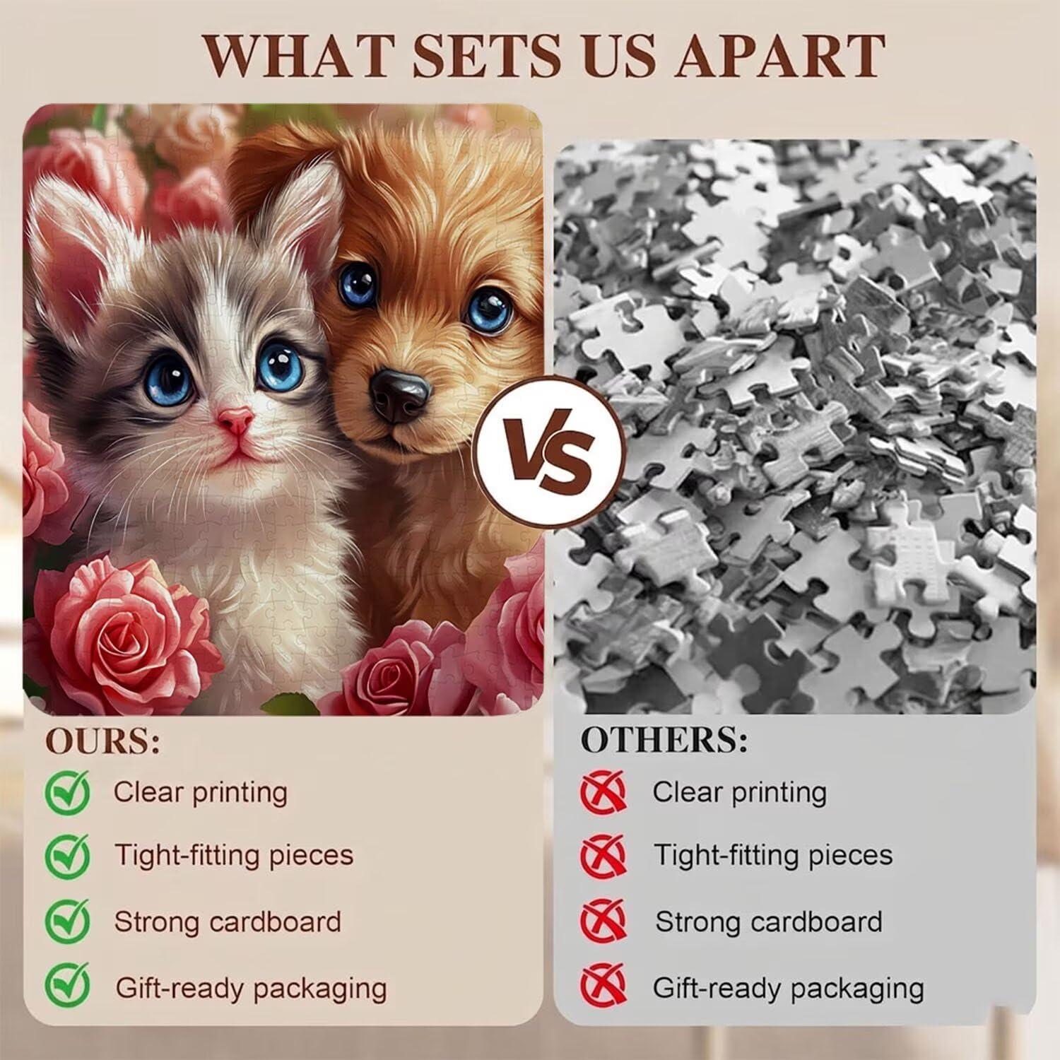 Puzzle 2000 Pezzi Classici, Puzzle gatto cane 99 x 70 cm, Gioco Educativo e Antistress in Legno con Poster Incluso,Ttività Creativa DIY per Famiglia, Regalo per Appassionati, Decor Parete Casa, f0-702