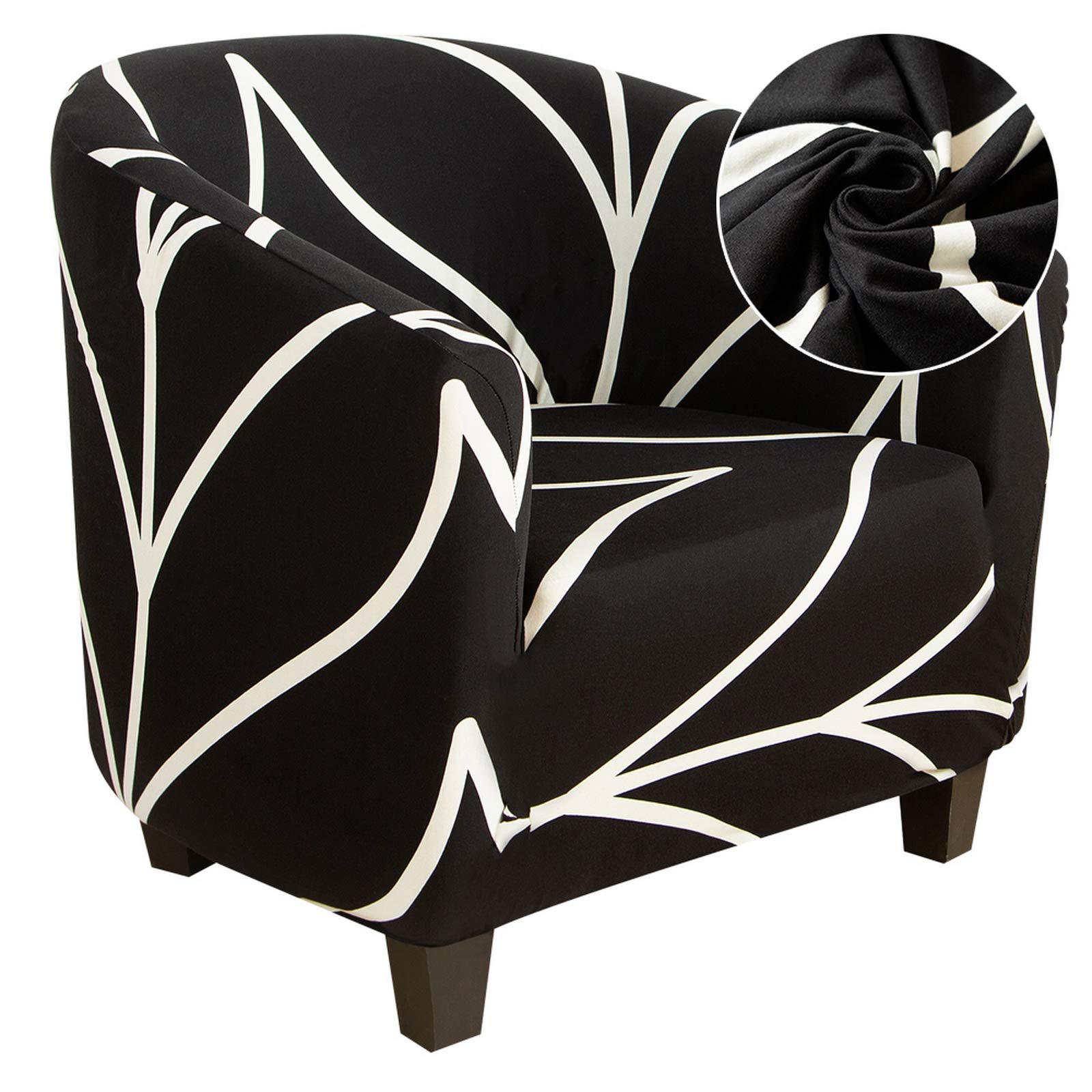 SearchI Club Chair Slipcover Stretch Barrel Chair Covers Printed Tub Chair Slipcovers Soft Spandex Armchair Sofa Cover Removable Couch Furniture