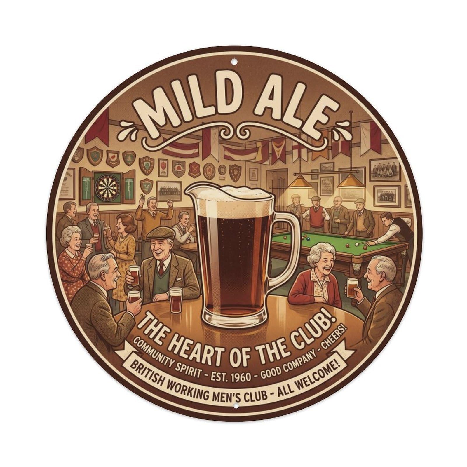 Mild Ale Beer Hall Traditional English Wild Ferment Metal Tin Sign