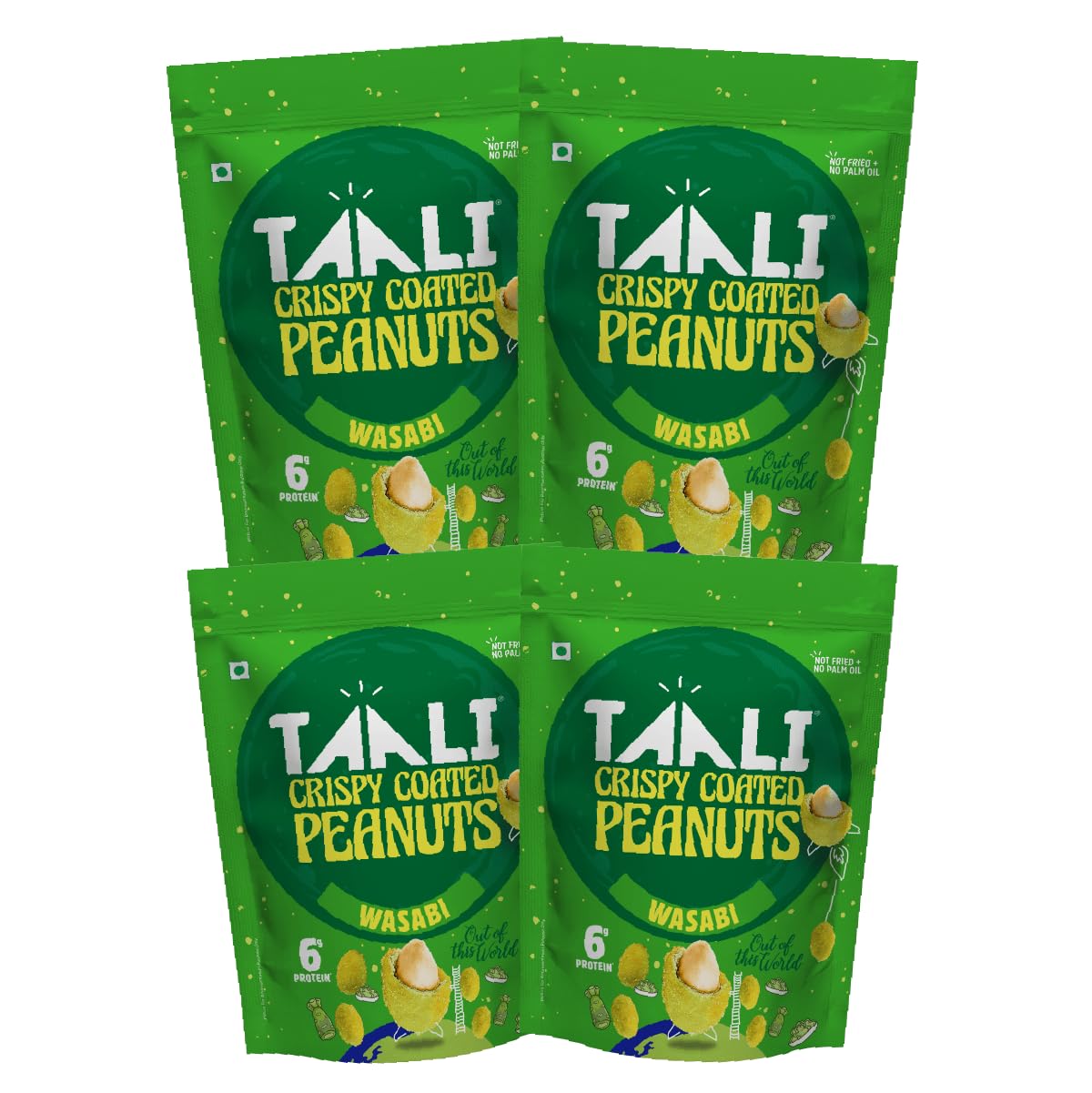 Taali Crispy Coated Peanuts – Wasabi | Crispy, Zingy & Full of Flavour | Roasted-Not Fried | No Palm Oil, No Maida, No Preservatives (pack of 4)-image-33