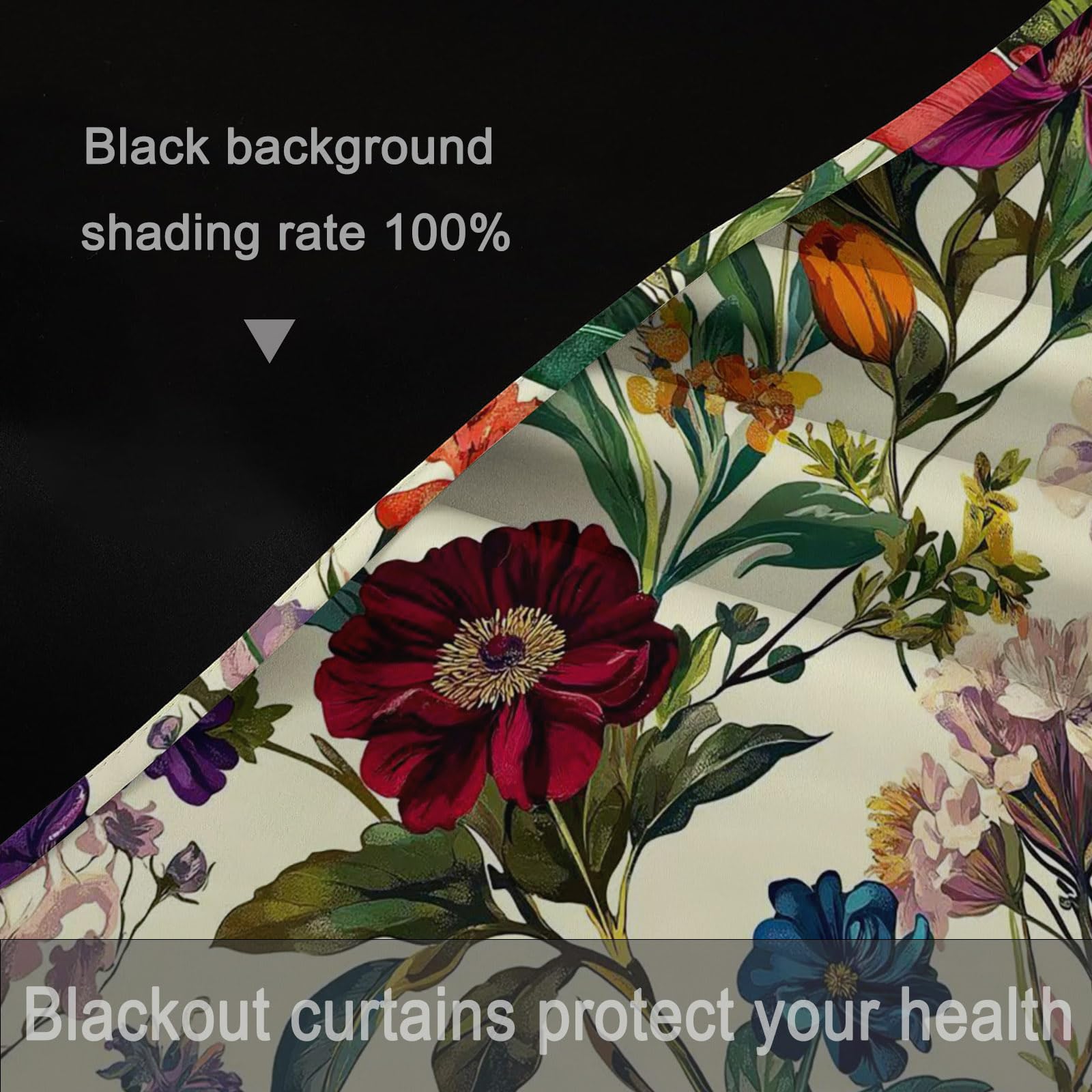 Blickdicht Vorhang mit Elegante Pflanzen Und Blumen Muster Vorhang mit Ösen Thermovorhang für Mädchenzimmer Wohnzimmer Schlafzimmer Fenstervorhänge Bunt für Zuhause H183 x B117 cm (2er Pack)