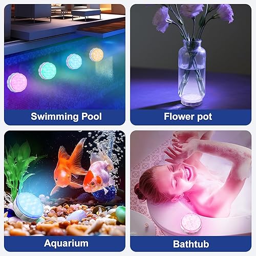 Miniatura 20 de Luces LED sumergibles que funcionan con pilas con control remoto, pequeñas lámparas decorativas para pecera, luces LED con control remoto, pequeñas