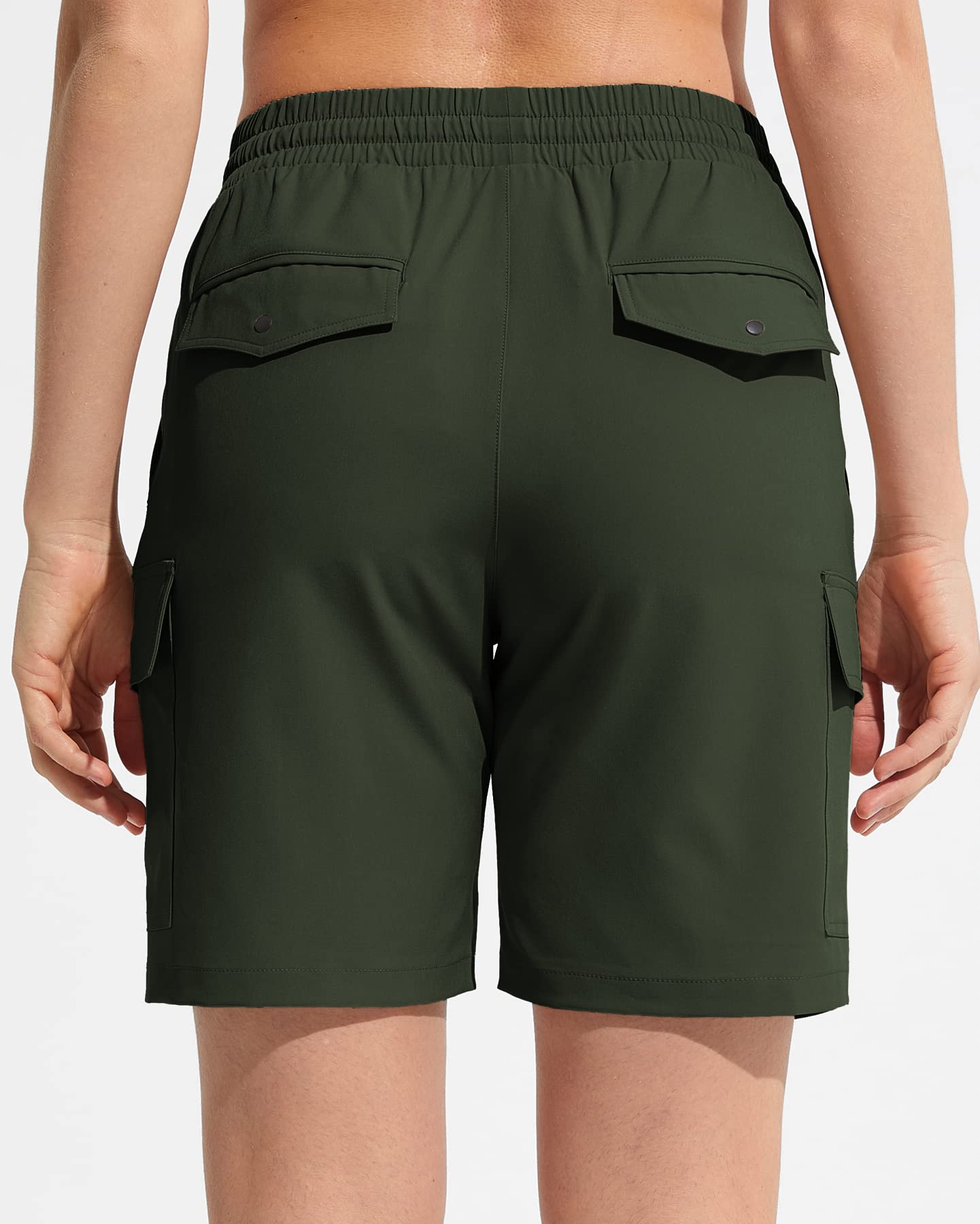 MOCOLY Damskie szorty cargo do wędrówek, szybkoschnące, krótkie, lekkie, letnie, z kieszeniami na zamek błyskawiczny, na trekking, podróże, golfa, kemping, sport