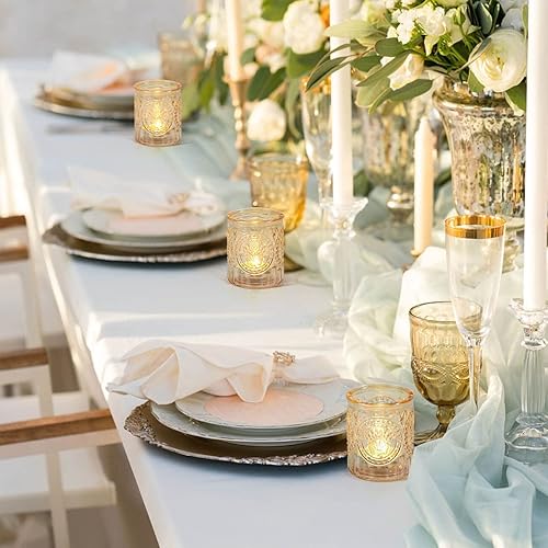 Miniatura 4 de 12 portavelas votivas doradas para decoración de mesa de boda, portavelas de cristal para decoración de fiesta, decoración de despedida de soltera,