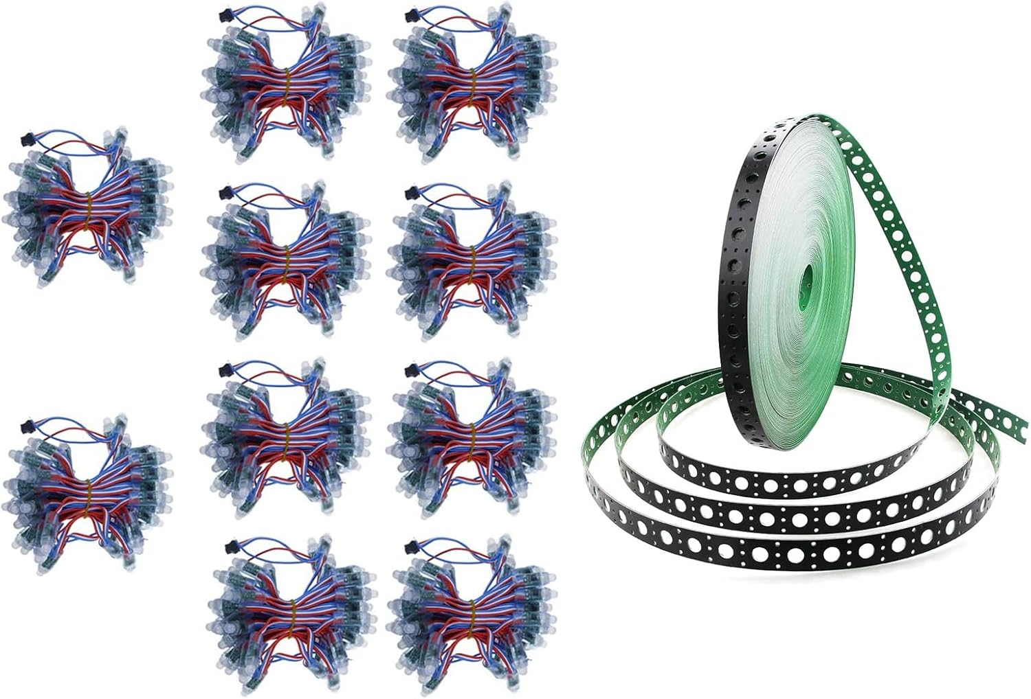 ALITOVE 5V 500pcs WS2811 12mm Diffused Digital Dream Color RGB LED Pixel String Light with 50 Meters Mounting Strip