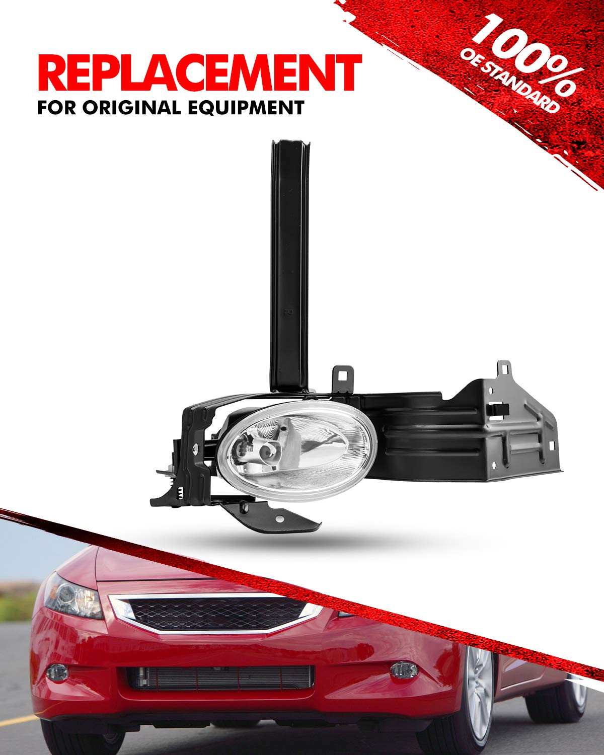 Torchbeam Fog Lights Replacement for 2008-2010 Accord 2.4L Coupe with H11 Halogen Bulbs, Clear Lens