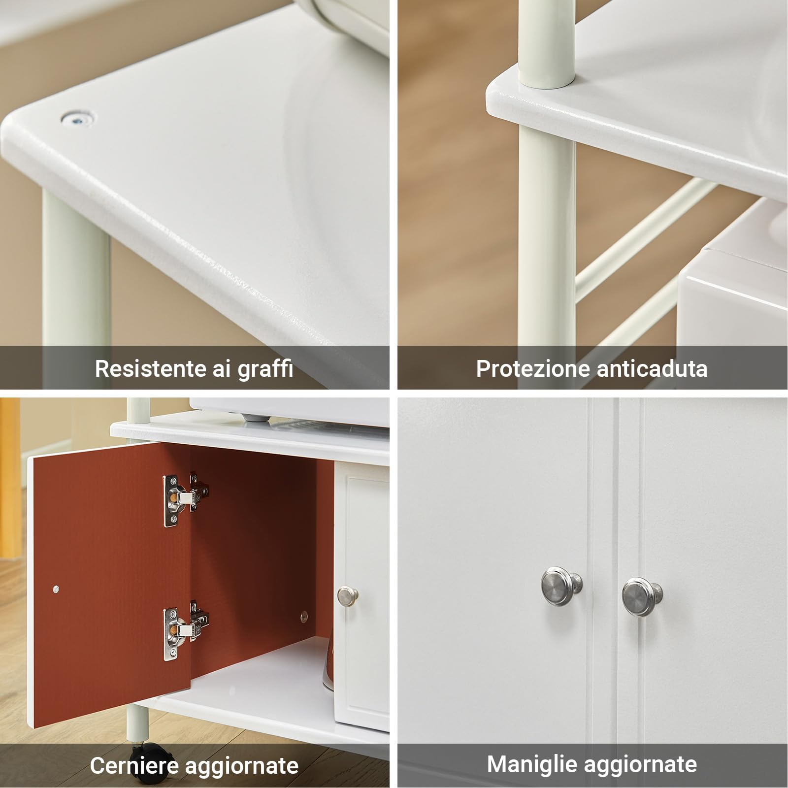 SoBuy Mobile microonde Carrello Cucina credenza Cucina salvaspazio FRG12-W (Bianco)