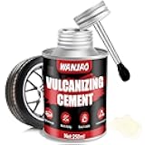 WANJAO Rubber Cement Tire Repair, Rubber Cement Glue with Brush Include Gloves and Towel Fast Curing Easy to Use Waterproof and Flexible Repair for Automotive Industrial Home Repairs, 250ML