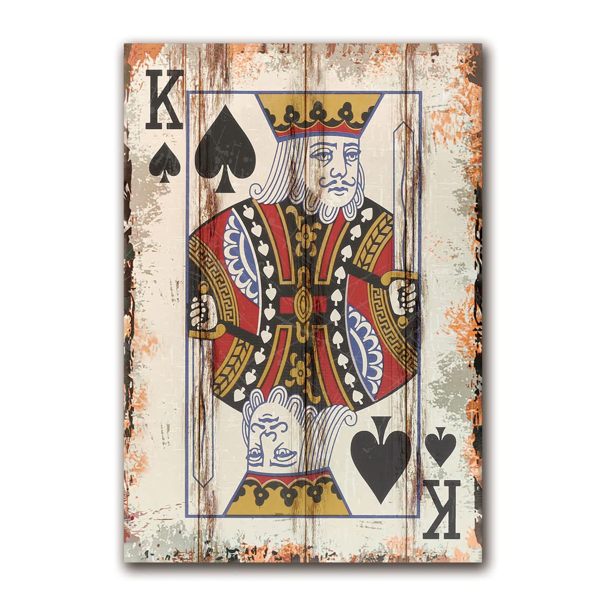 TREEPERI Poker Canvas Wall Art Print King of Spades Game Room Wall Art Print Wall Decor Prints Poster With Framed