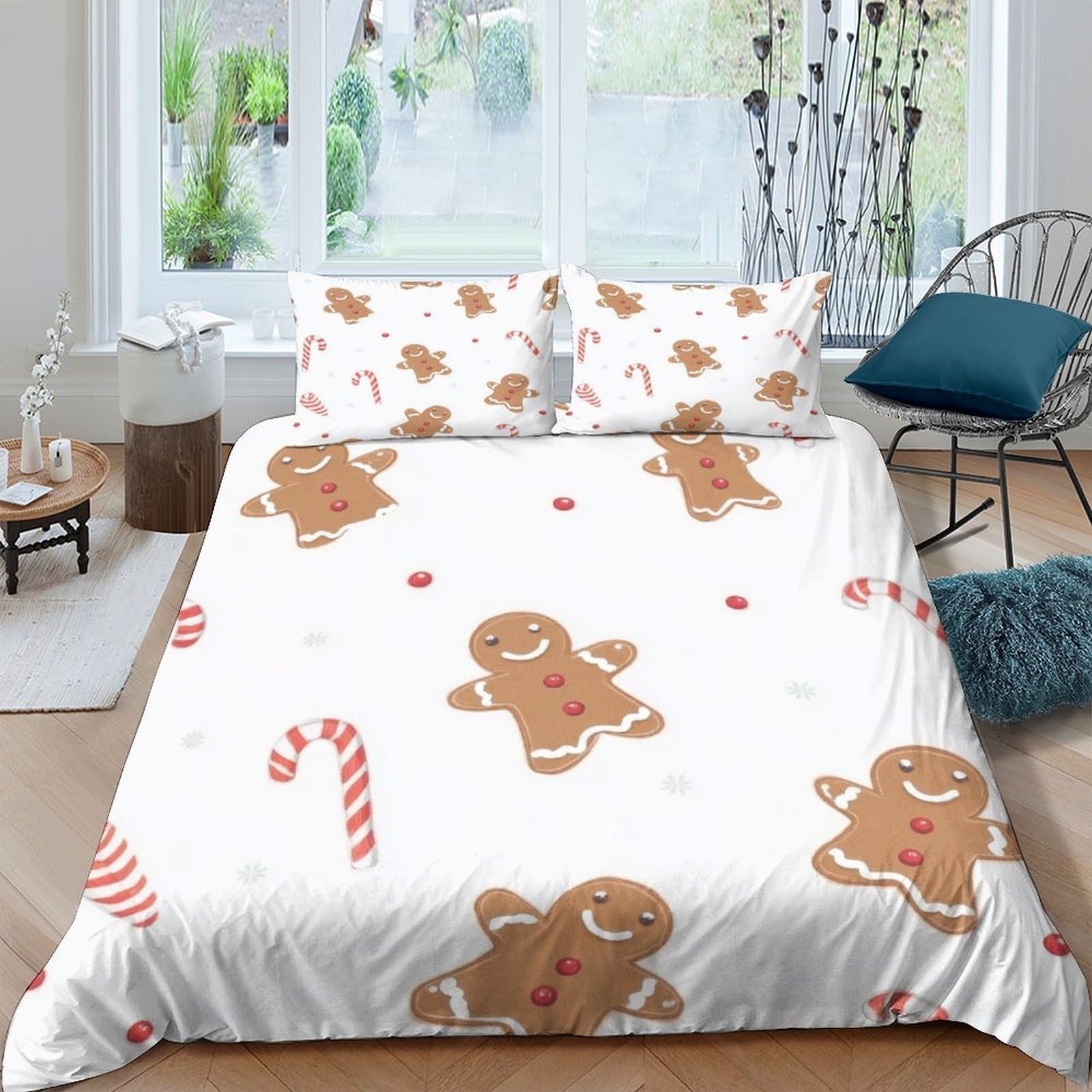Ctjqhvkz Style-4 3D Printed Gingerbread Candy Fitted Sheet Microfiber Non-Slip Bed Cover For Bedroom Guest Room Decor Easy Care Single（135X200cm）
