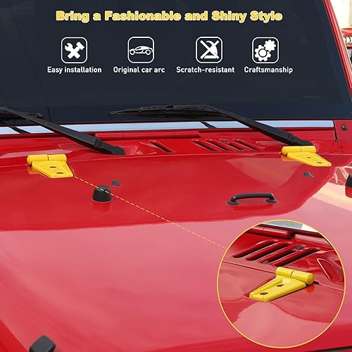 Miniatura 9 de Kit de moldura de cubierta de bisagra de capó, 2 piezas compatible con Jeep Wrangler JK JKU 2007-2018 (negro mate)