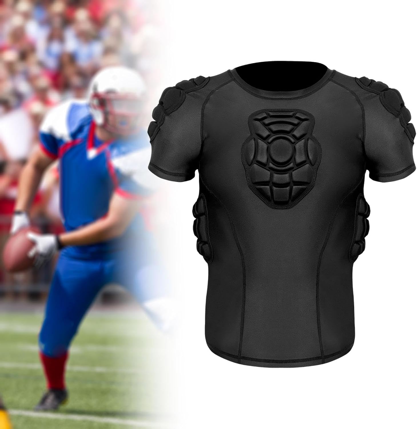 Menolana Men Padded Proctective Shirt Heart Guards Undershirt Lightweight Protect Top Chest Rib Protector for Games Soccer Baseball