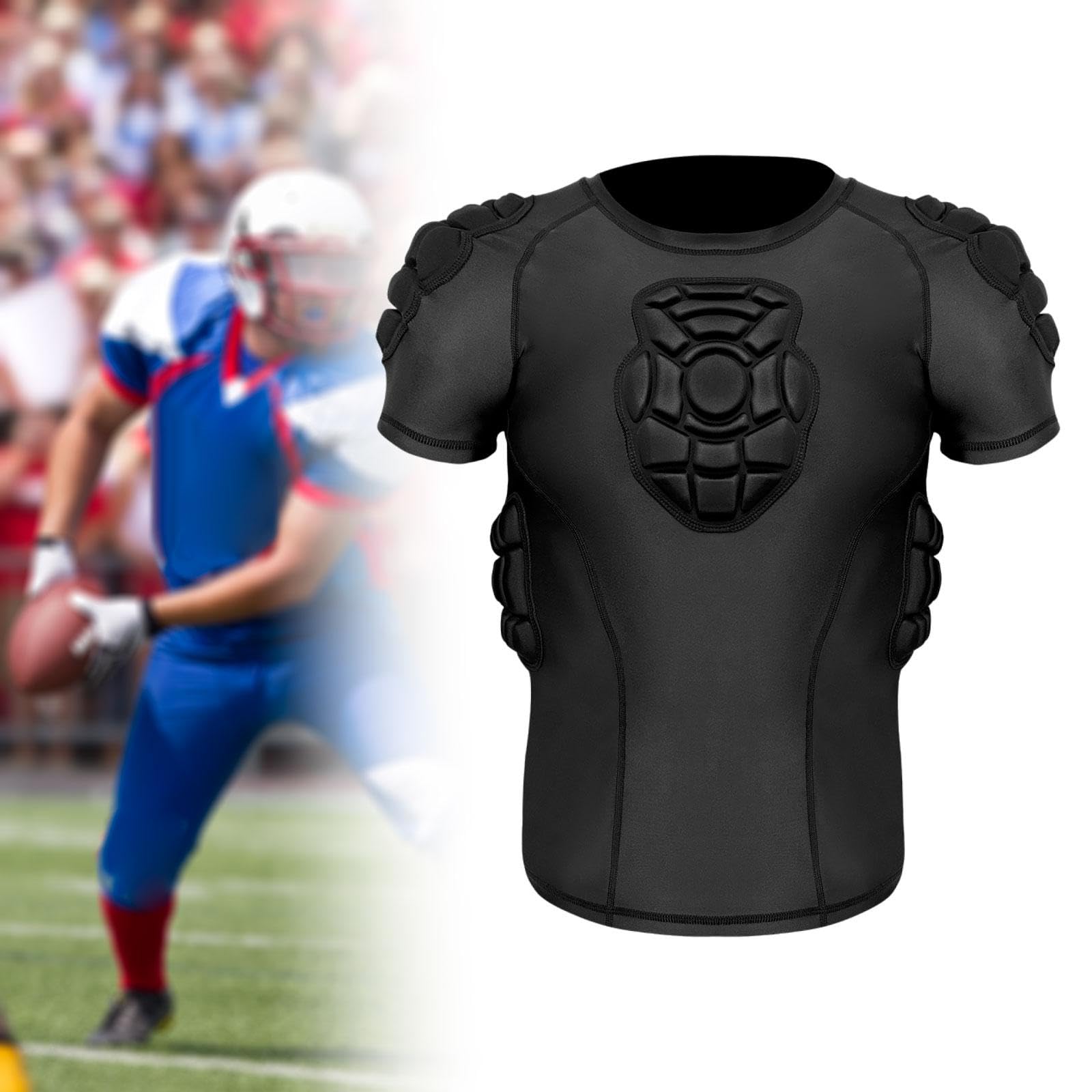 Milageto T-Shirt de Protection rembourré pour Homme, Haut léger et Multifonction pour activités de Plein air, Rugby