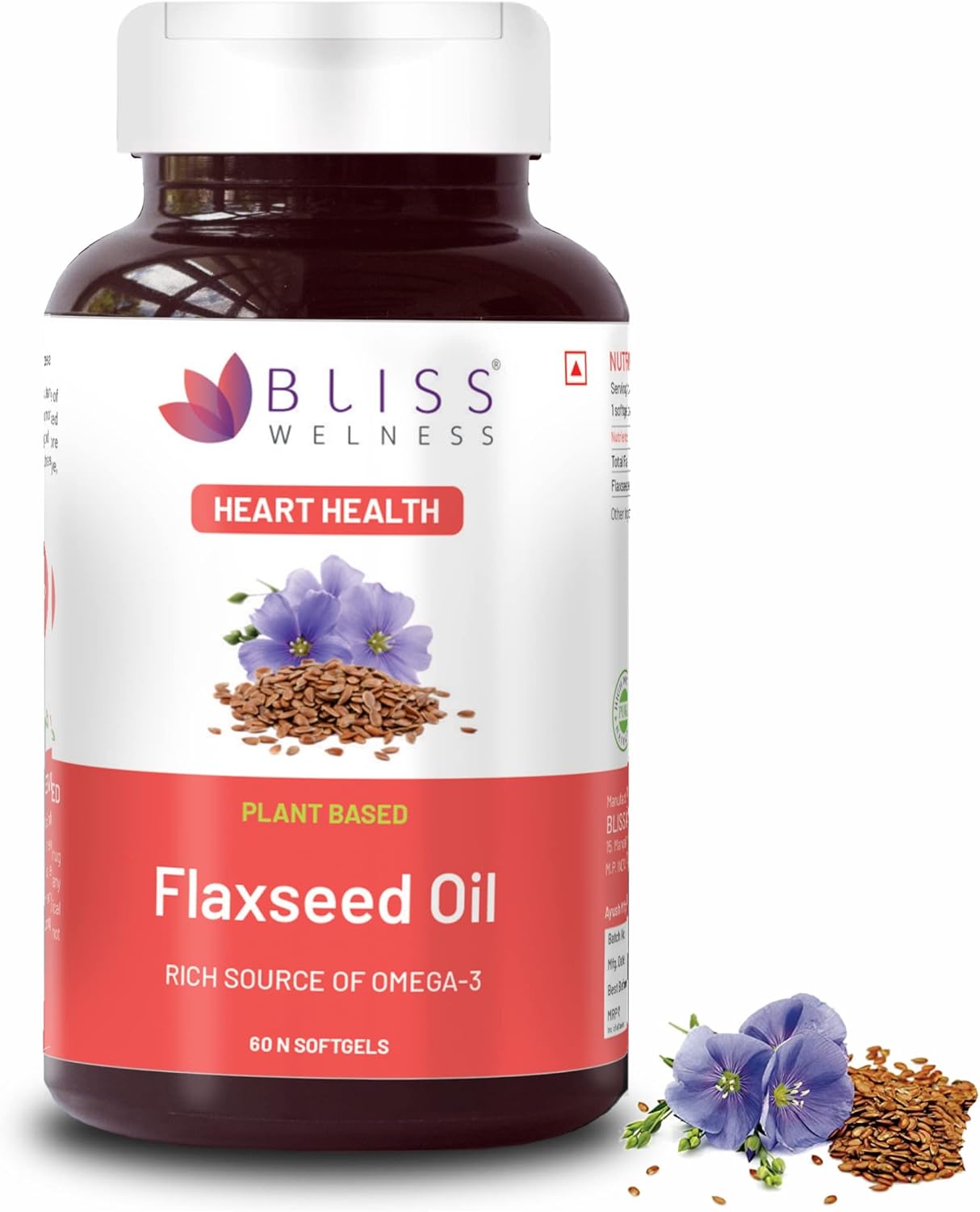Bliss Welness Organic Flaxseed Oil 2000mg | Extra Virgin Cold Pressed Omega 3 6 9 Oil | Hair Skin Heart Brain Eye Skin Joint Immune Health Supplement – 60 Softgel Capsules Bliss Welness Organic Flaxseed Oil 2000mg | Extra Virgin Cold Pressed Omega 3 6 9 Oil | Hair Skin Heart Brain Eye Skin Joint Immune Health Supplement – 60 Softgel Capsules