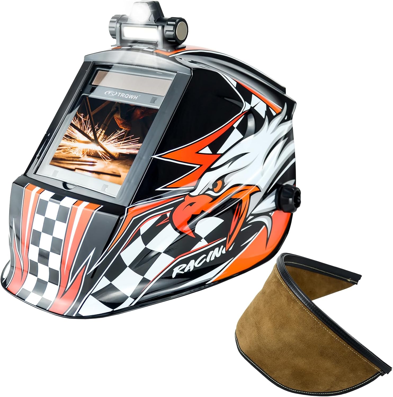 TRQWH Large View Welding Helmet Auto Darkening True Color Welding Hood & Welding Helmet Bib
