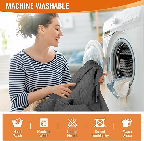 Miniatura 29 de VANSOFY Fundas 100% impermeables para sillas reclinables, antideslizantes, para sillas reclinables, protector de muebles, funda lavable con Negro