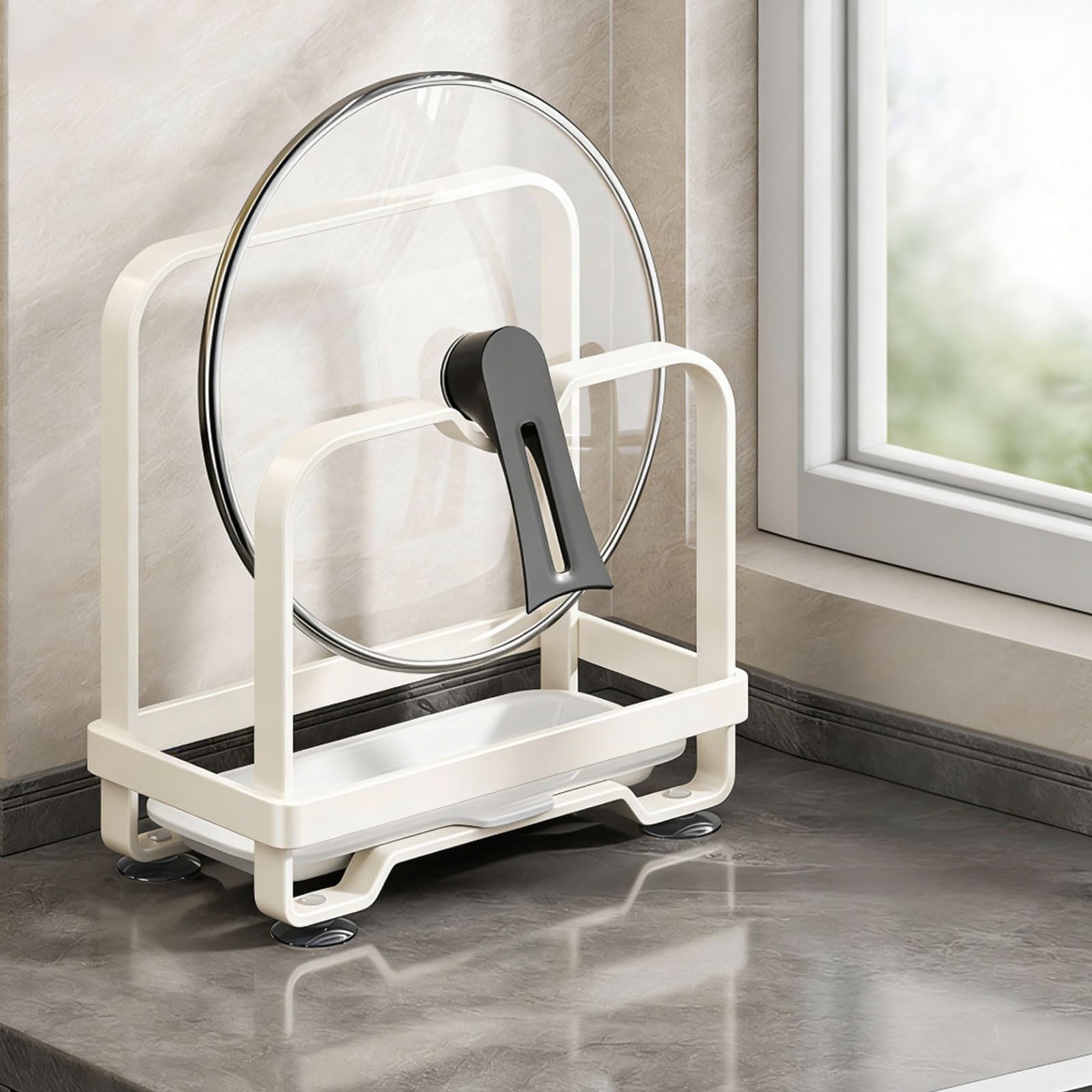 Estante de almacenamiento de cocina de acero, Milky white S