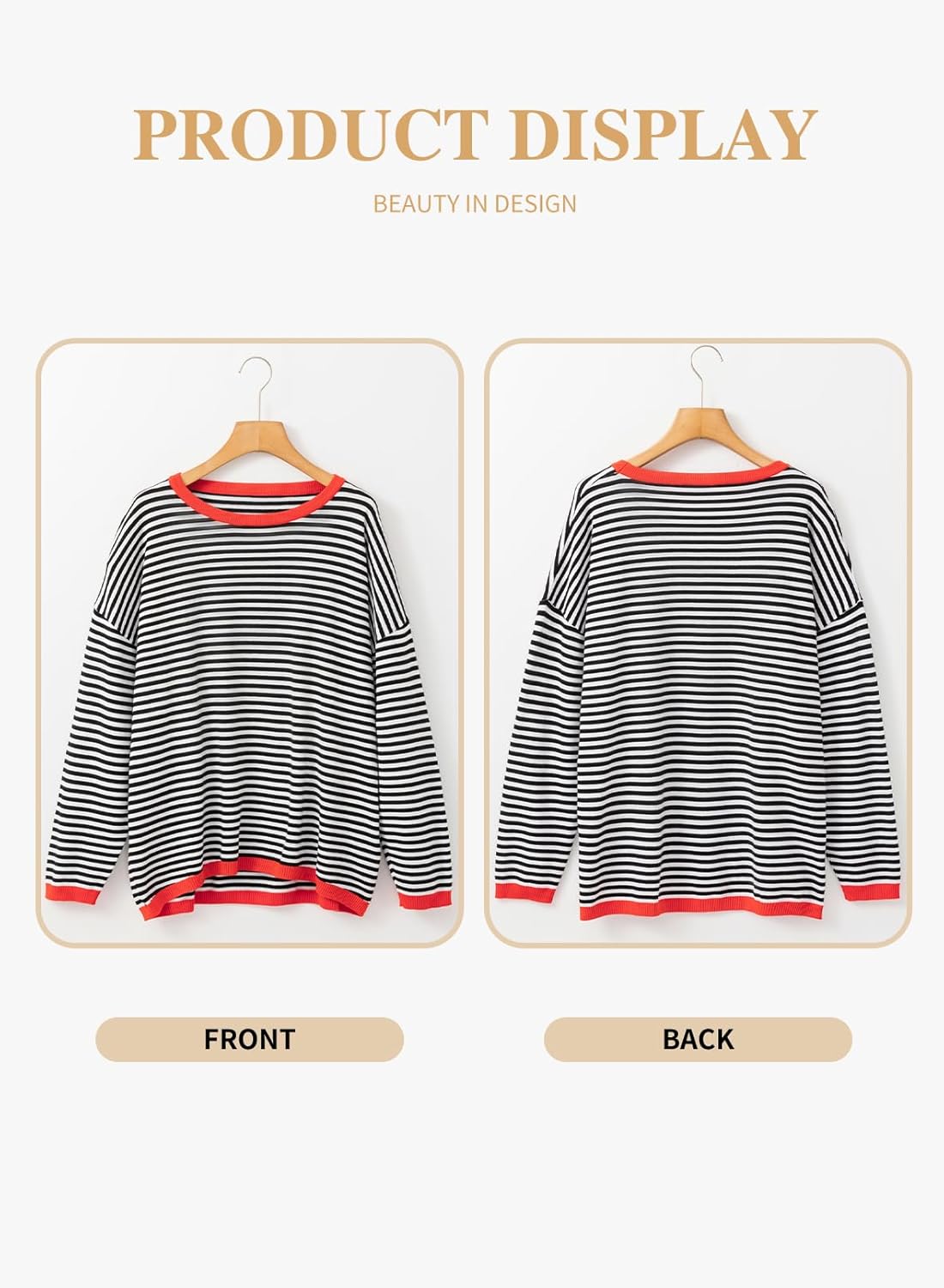 Eytino Plus Size Sweaters for Women Casual Striped Color Block Long Sleeve Round Neck Pullover Jumpers Tops(1X-5X) - Image 4