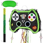 WERNNSAI Foldable Video Game Piata - Pull String Gaming Birthday Party Supplies Extendable Piata with Blindfold Bat and Tassels Game On Birthday Party Decoration Folding Piatas for Classroom Game