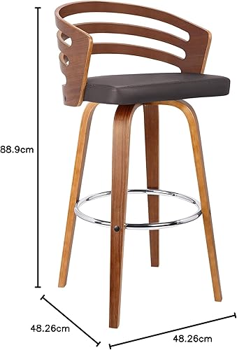 Miniatura 176 de Armen Living Jayden - Taburete de bar moderno giratorio de piel sintética gris y madera de nogal de 26 pulgadas para encimera de isla de cocina