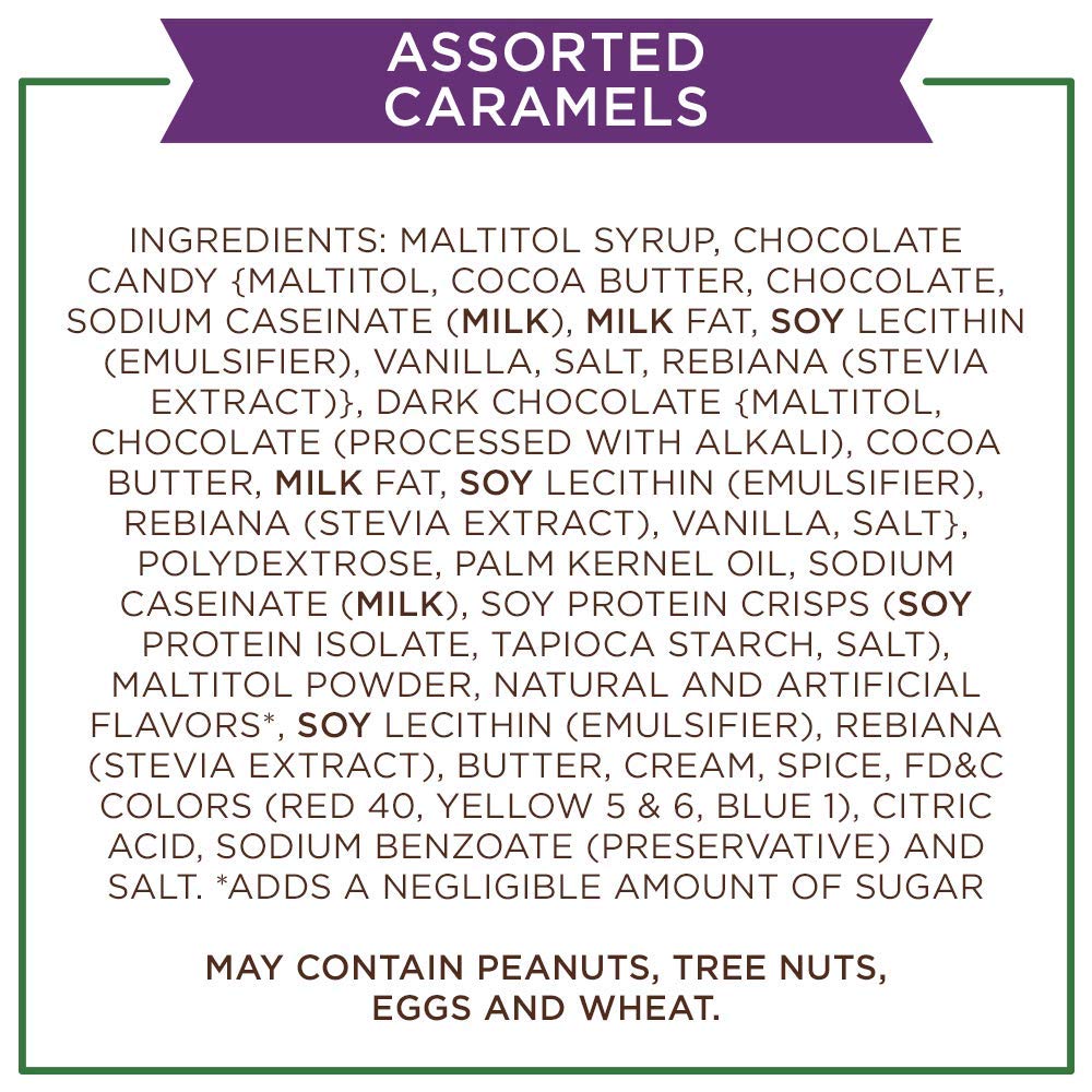 Russell Stover Sugar Free Assorted Caramels with Stevia, 1.1 Pound Bag (Pack of 4)