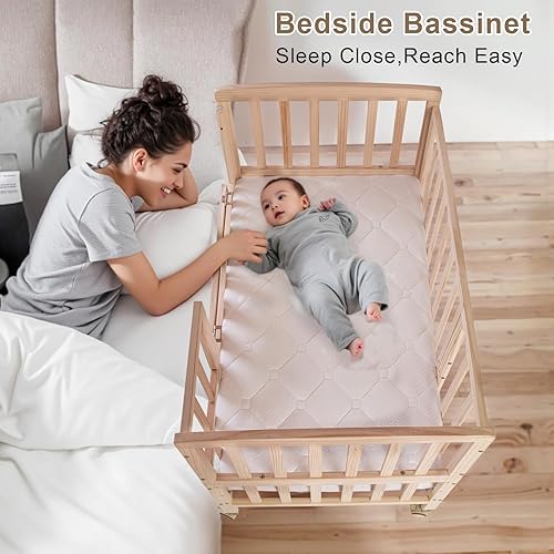 Miniatura 3 de Cuna pequeña de 3 alturas, cuna de bebé para recién nacidos de 0 a 18 meses, sin pintar