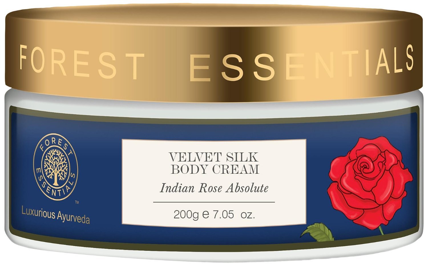 Forest Essentials Indian Rose Absolute Velvet Silk Body Cream, 200g --"Shipping by FedEx"