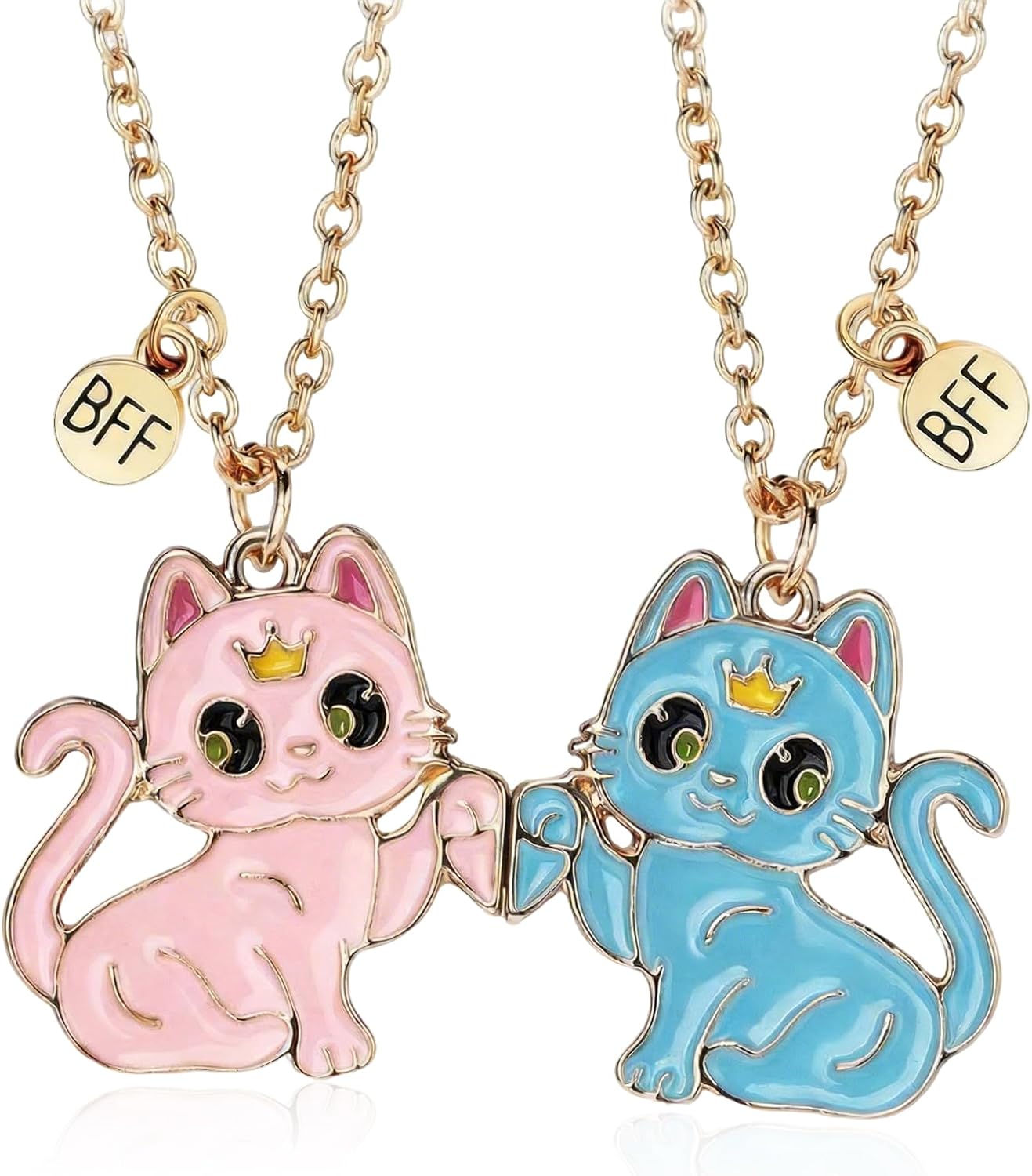Best Friend Necklace Cat, Friendship Necklaces for 2, Matching Cat Necklaces Set