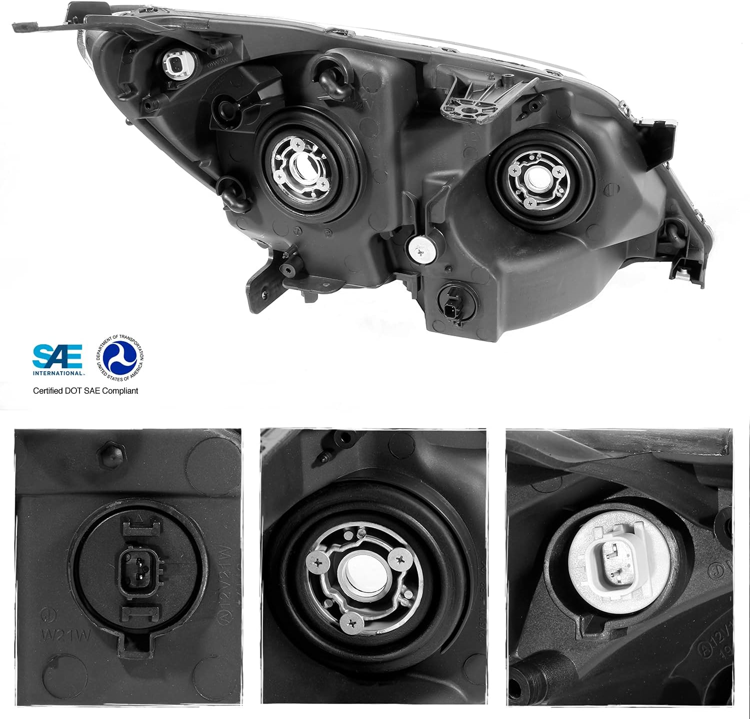 AKKON - Fits 2008 2009 2010 Honda Odyssey Van Front Black Housing Headlights Assembly + Smoked Fog Lamp