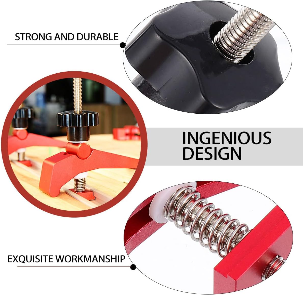 T-track Hold-down Clamp Aluminum Alloy Woodworking Clamp Heavy Duty Red Slot for Woodworking Workshop and DIY Projects