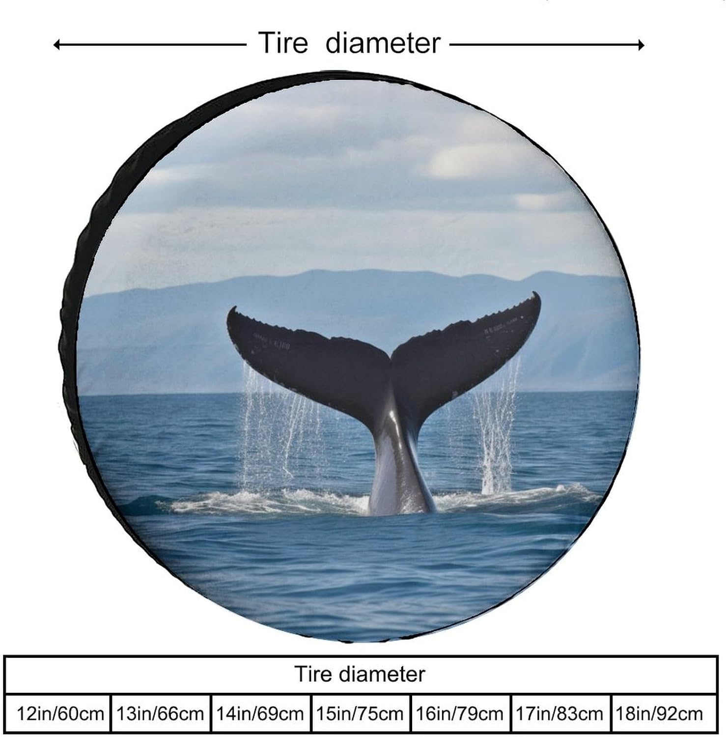 Spare Tire Cover Universal Wheel Protector for Camper Travel Waterproof Wheel Cover Whale Tail Sun Protection Tire Cover Weatherproof Tire Protector for Trailer RV SUV 17inch