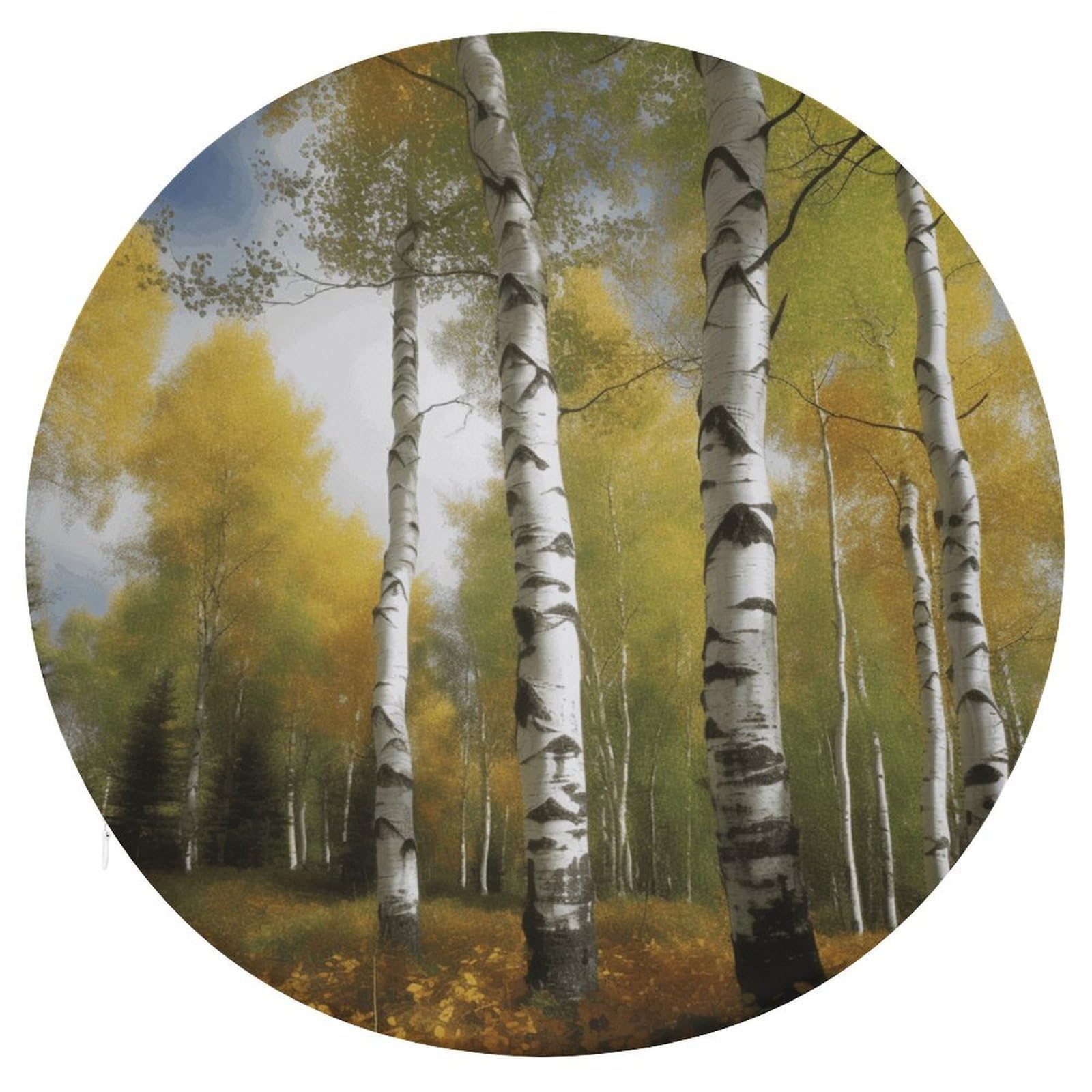 Wsoihfec Style Birch Trees Seat Cushion Round Chair Pad