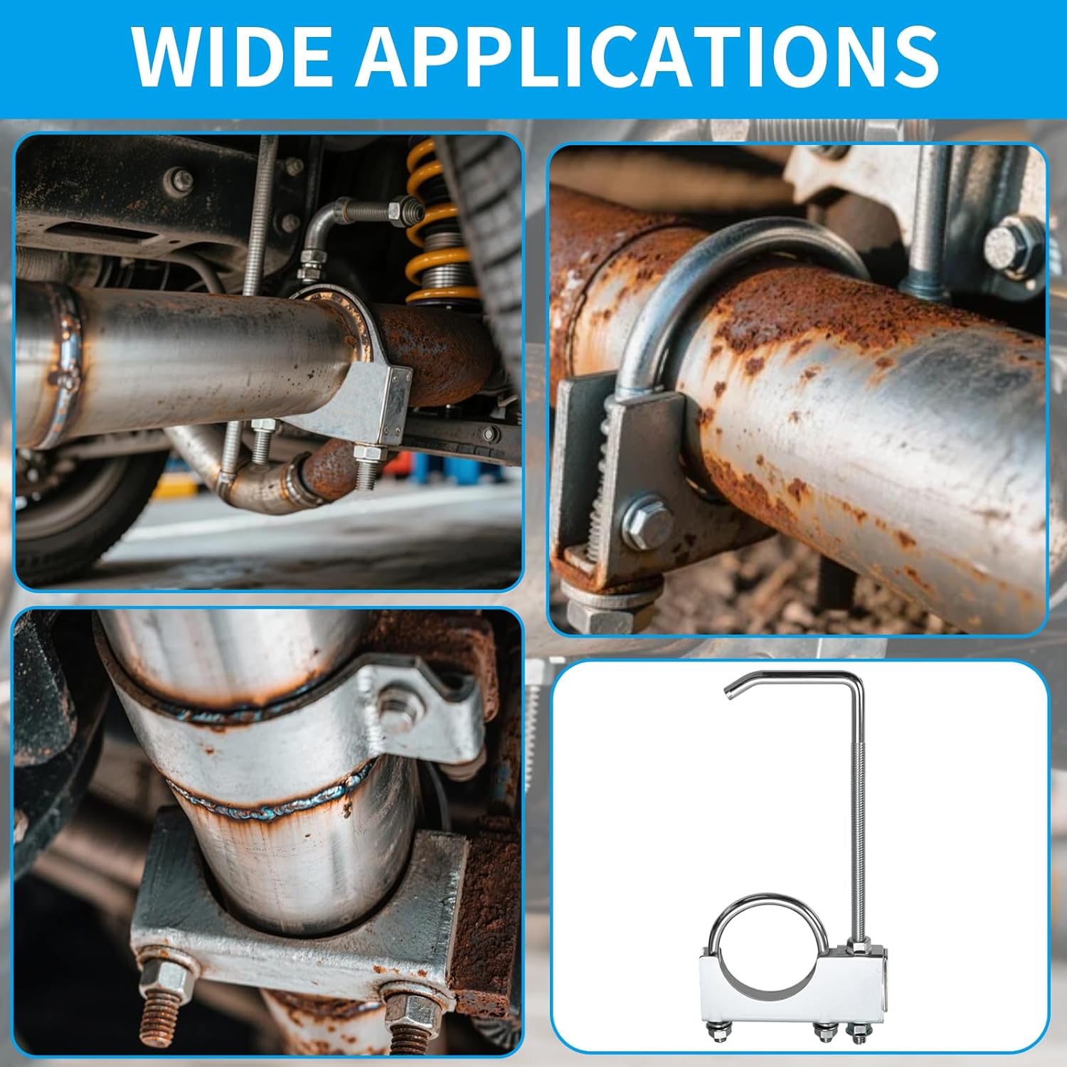 2.5 Inch Exhaust Clamp with Hanger, Universal Exhaust Hanger Heavy-Duty Muffler Hanger fit 2-1/2" Pipe for Most Car Truck Systems