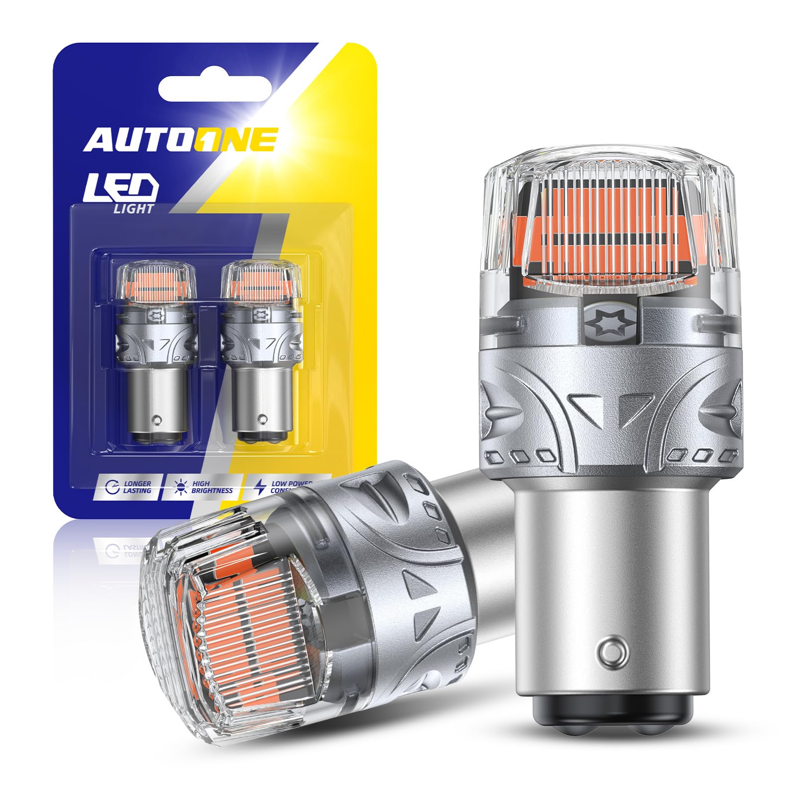 AUTOONE Upgraded 1157 LED Bulb Red, 500% Super Bright & 6000k, 2057 2357 7528 BAY15D LED Replacement with Projector for Tail Brake Stop Signal Side Marker Parking Light, Pack of 2