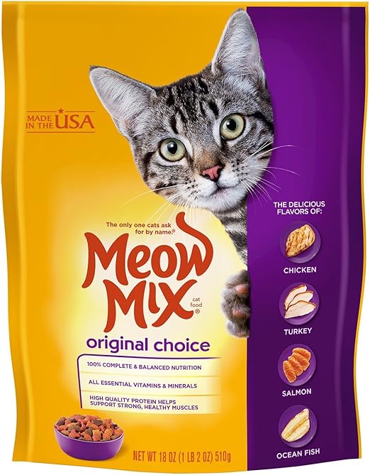 Meow Mix Original Choice Dry Cat Food, 18 Ounce Bag (Pack