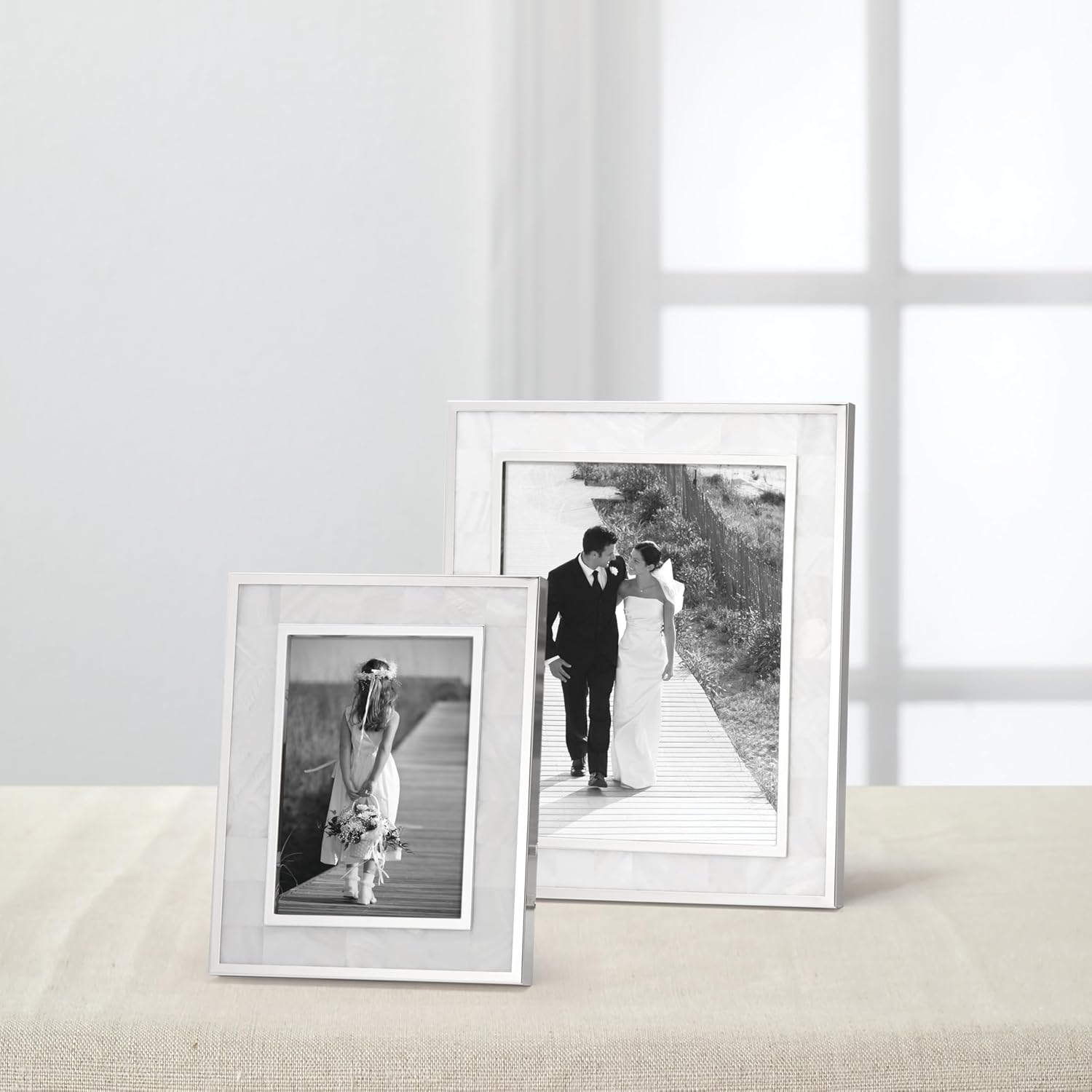 Reed & Barton Mother Pearl Frame, 5 x 7 Inch, Metallic