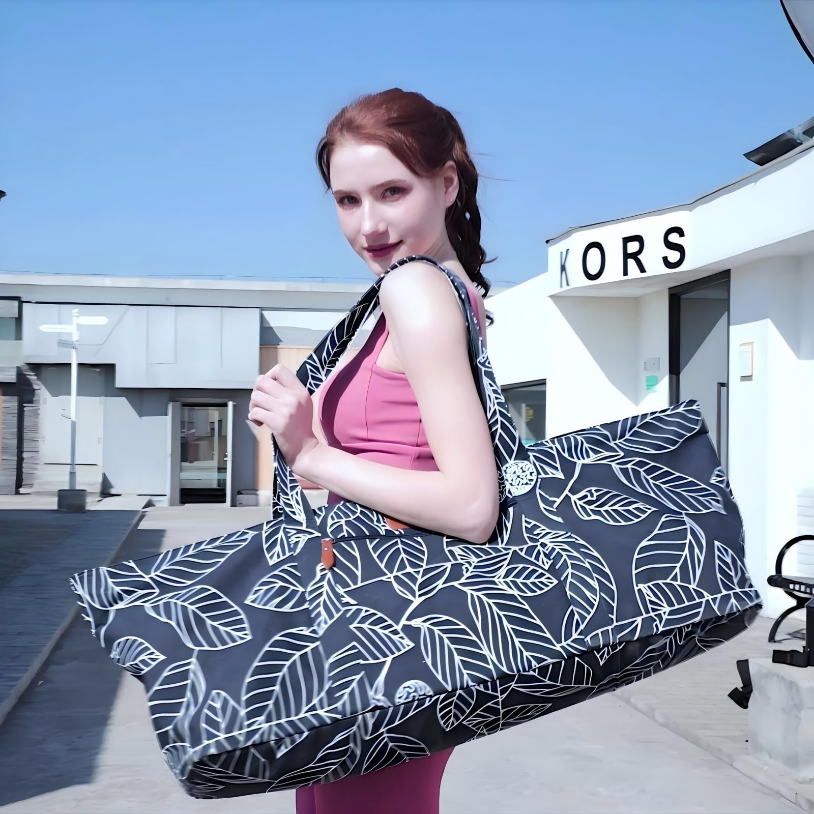 Große Yogamatten-Tasche für Damen und Herren, Reise-Turnbeutel für Pilates, Büro, Strand, Workout, Yogamatte, Tragetasche mit Mattenriemen für 0,6 cm Dicke Übungsmatte