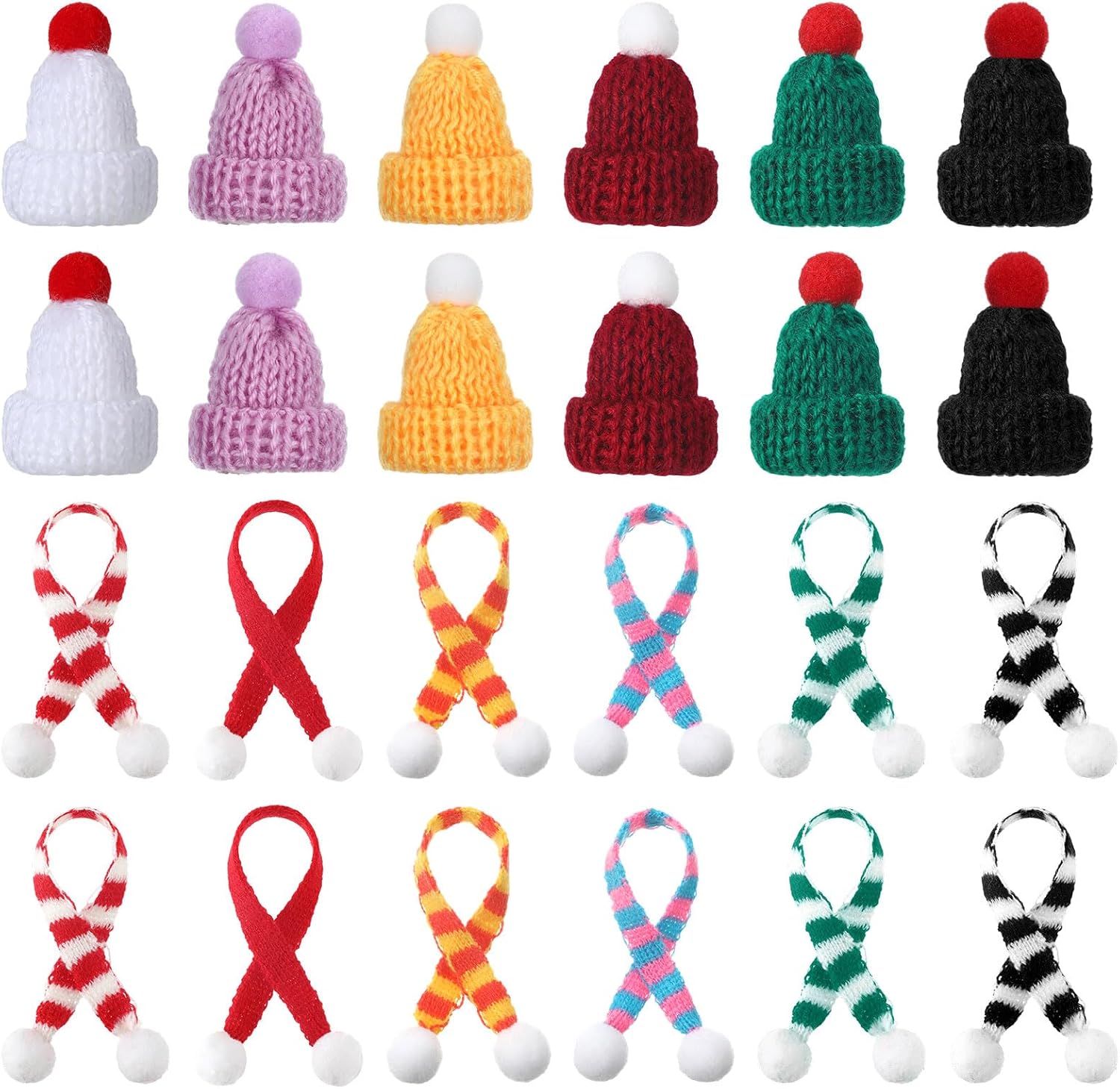 Bencailor 24 Pcs Mini Christmas Hats and Mini Scarf Set