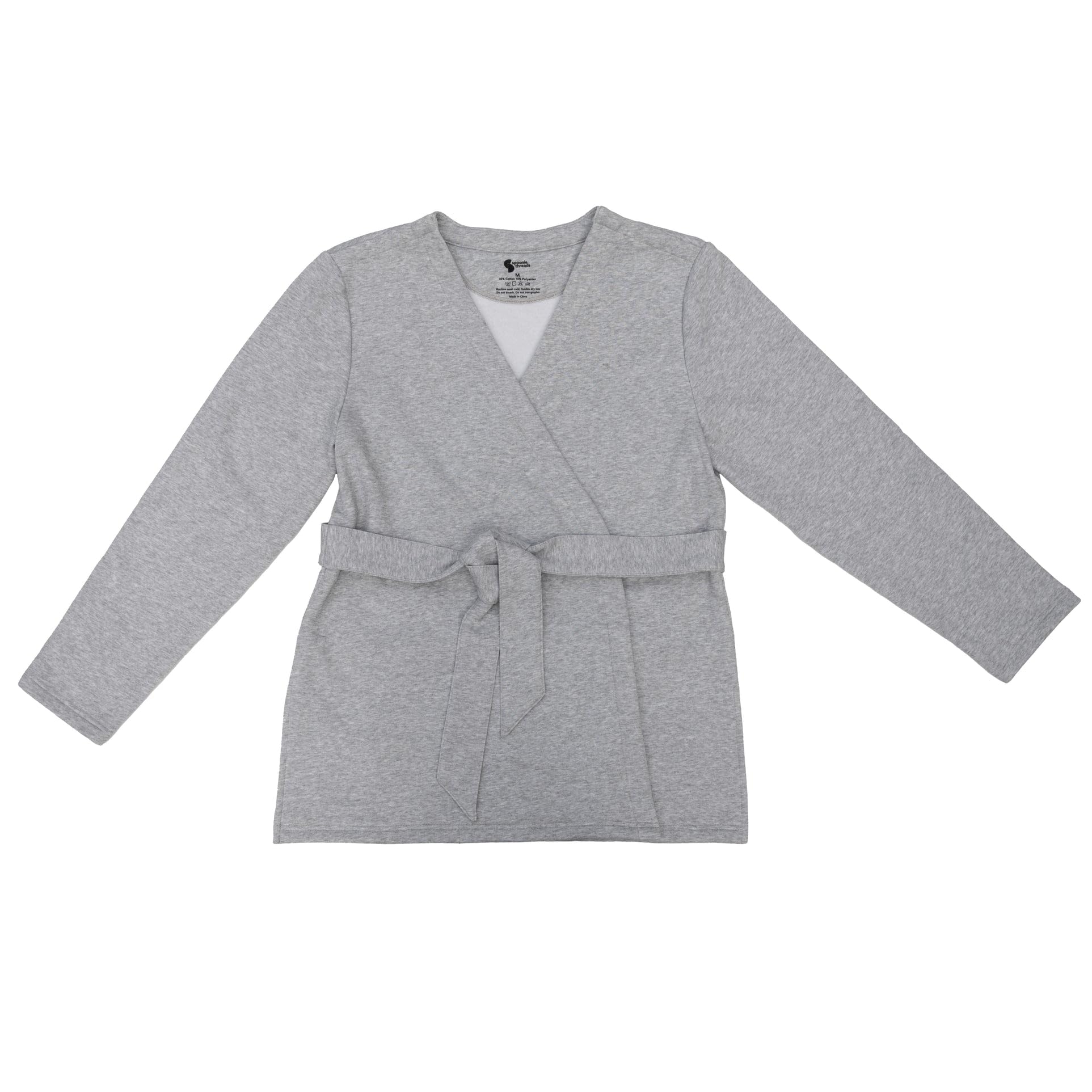 Adult Chemo Post-Surgery Chest Access Fleece Wrap Top| Size Small| Color Gray