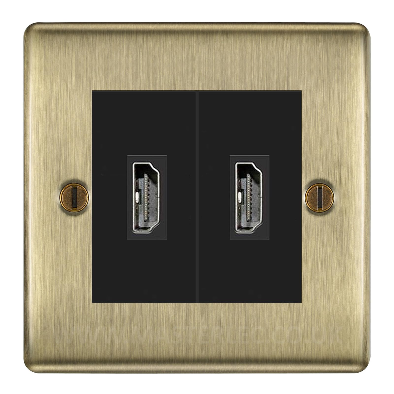 BG Nexus Antique Brass 2 Gang HDMI Socket Black Inserts