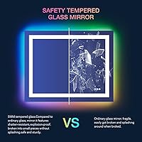 Vista 6 de LOAAO Espejo de Baño LED de 40"X32" con Luces, Antivaho, Regulable, Retroiluminación RGB + Iluminación Frontal, Espejo de Tocador de Baño