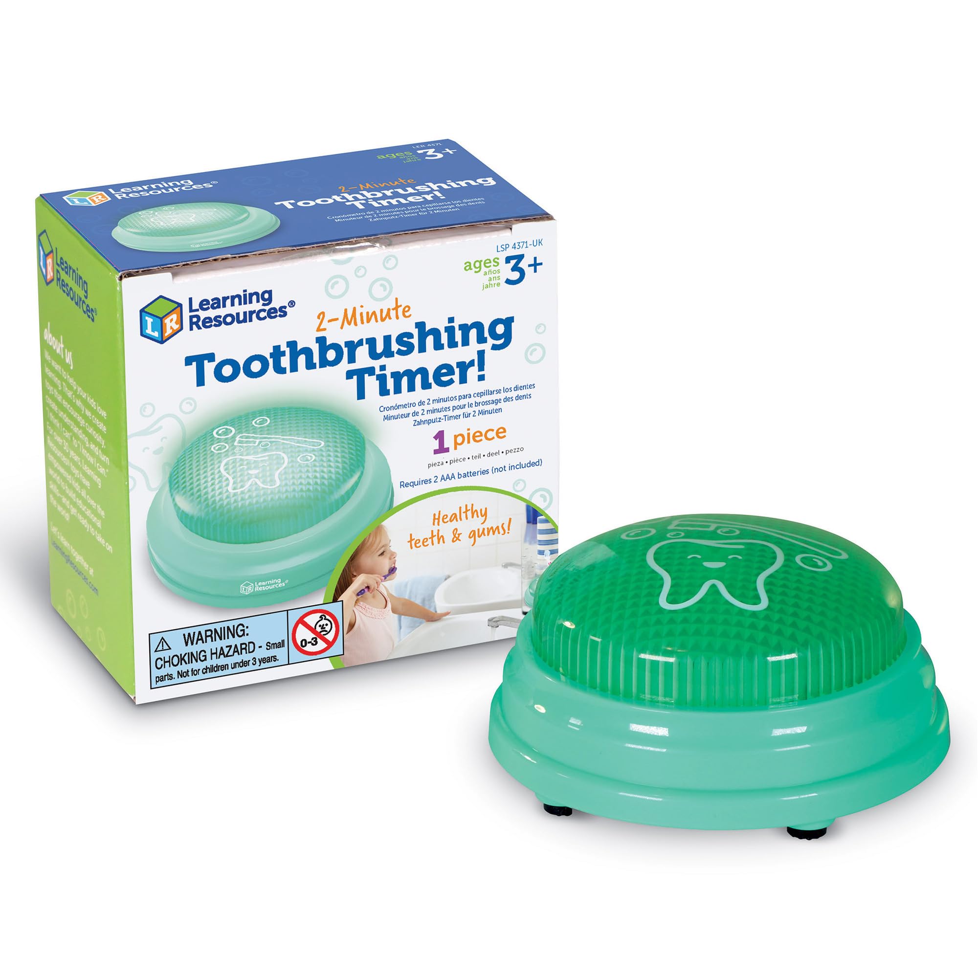 2-Minute Toothbrushing Timer, Ages 3+, Kids’ Dental Timer with Light & Sound, Supports Healthy Habits