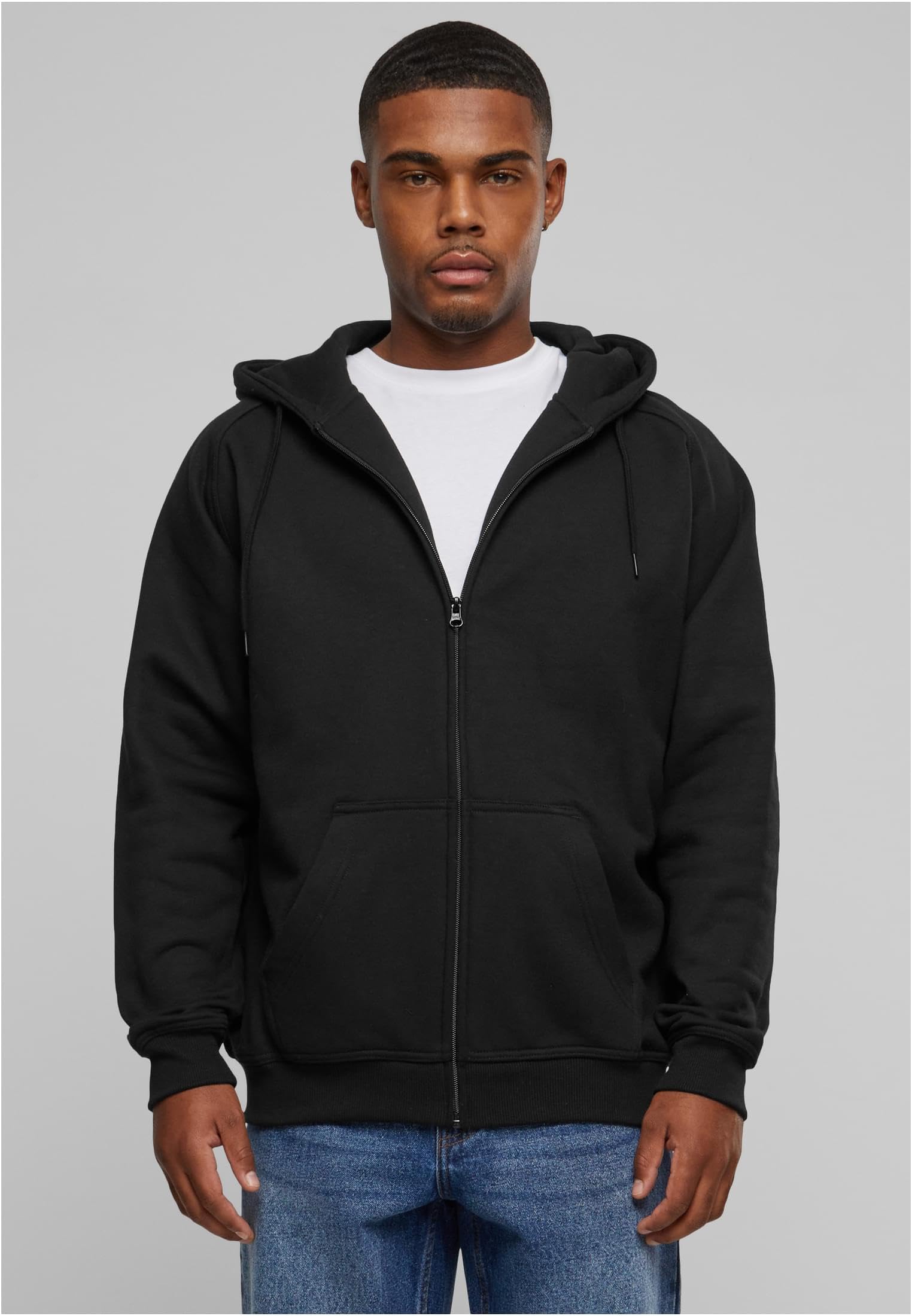 Urban Classics Blank Zip Hoodie Uomo Felpa Jogging Carbone Regular