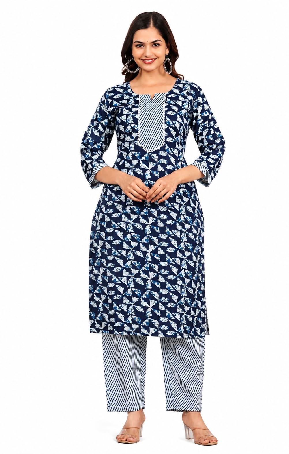 purple sky Women's Printed Kurta Pant Set | Cotton Blend Ethnic Co-Ord Set | Straight Fit Kurta with Printed Pants | Casual, Office-picture-33