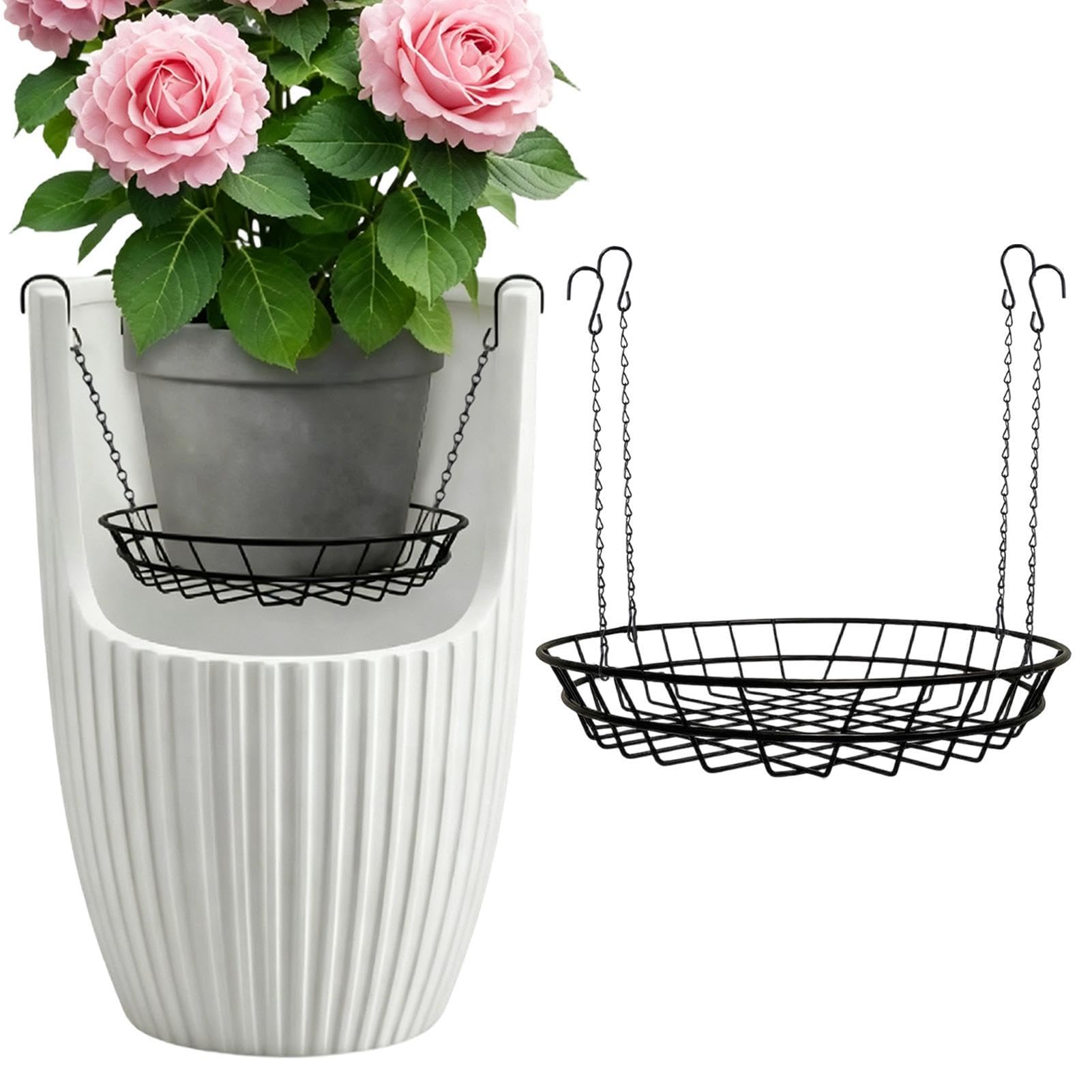 Insert de pot réglable avec crochets 2 pièces en métal pour support de plante