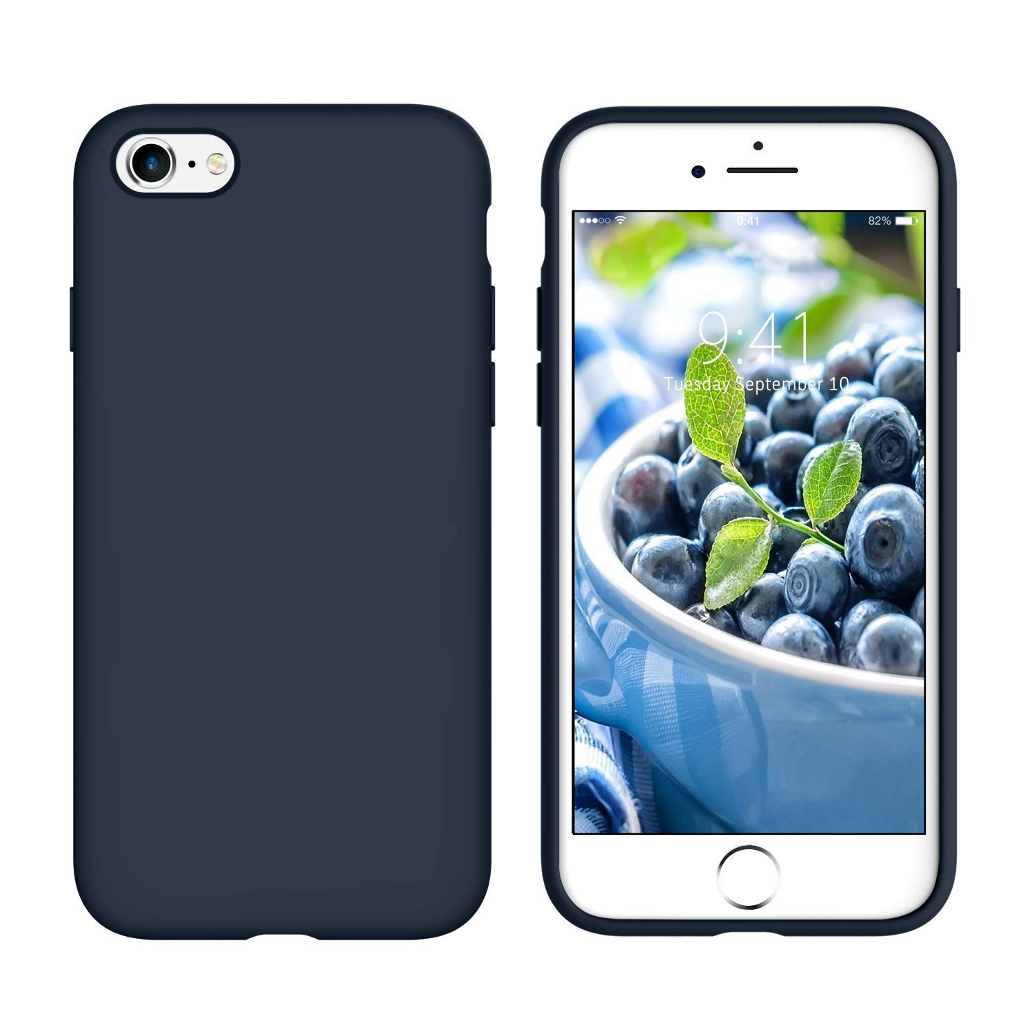 iPhone 6S Case iPhone 6 Case YINLAI Slim Fit Liquid Silicone Soft Rubber Cover Shockproof Protective Phone Case for iPhone 6/6S,Midnight Blue